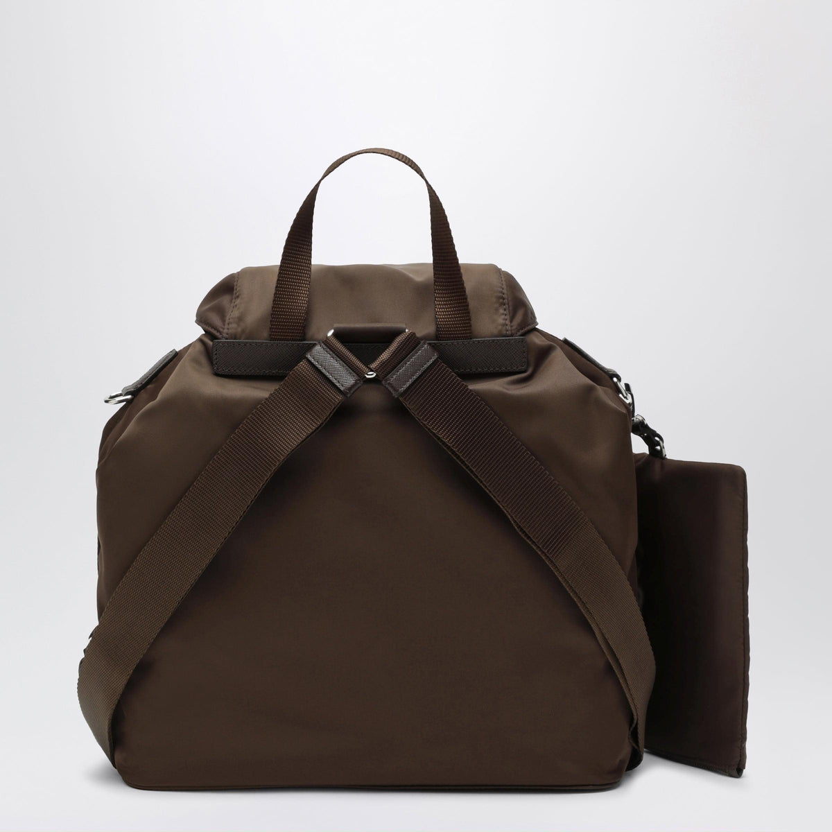 Prada Brown Re-Nylon And Saffiano Backpack With Pouch Women PRADA
