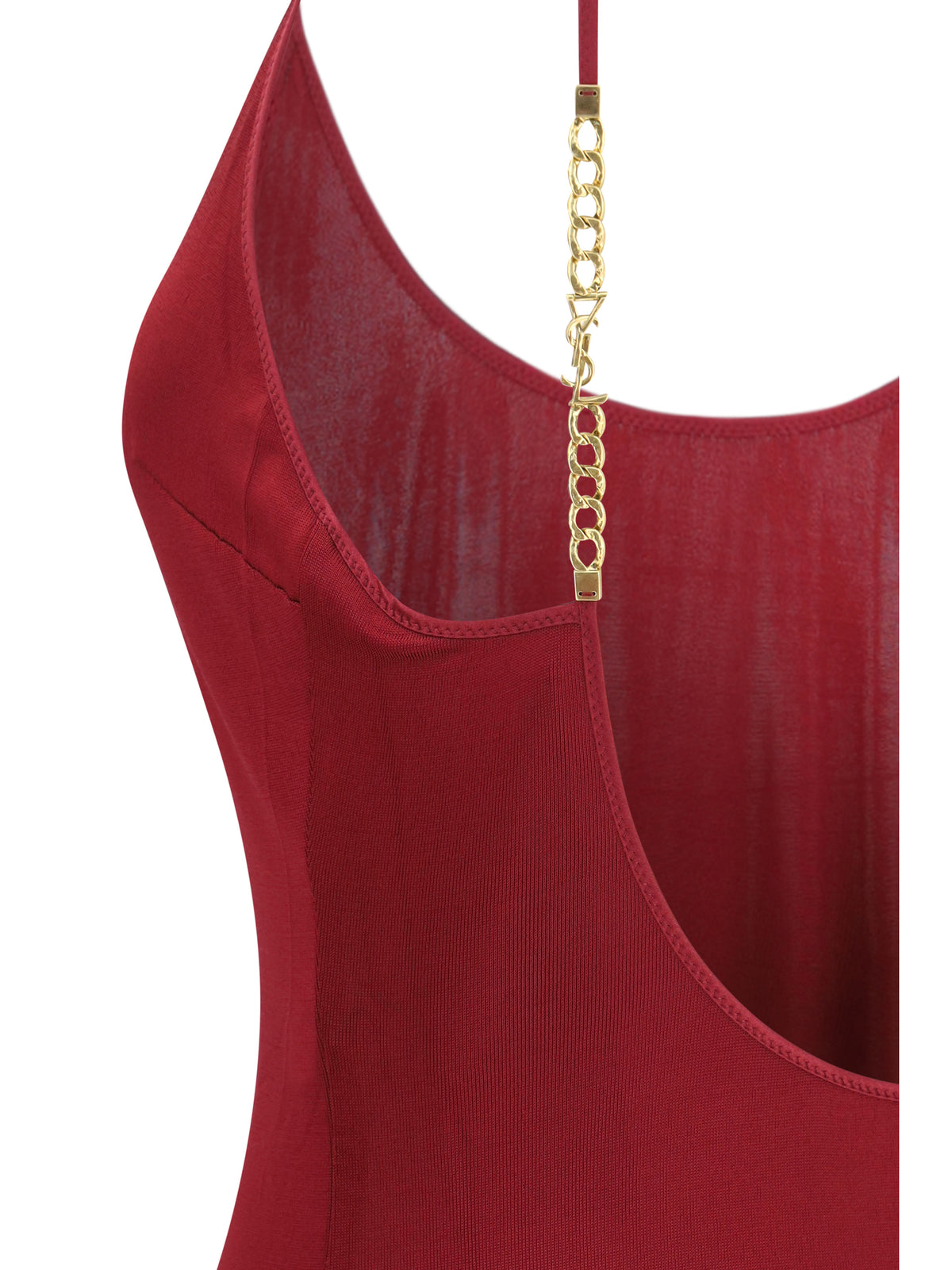 Saint Laurent Women Backless Knit Dress With Cassandre Chain SAINT LAURENT