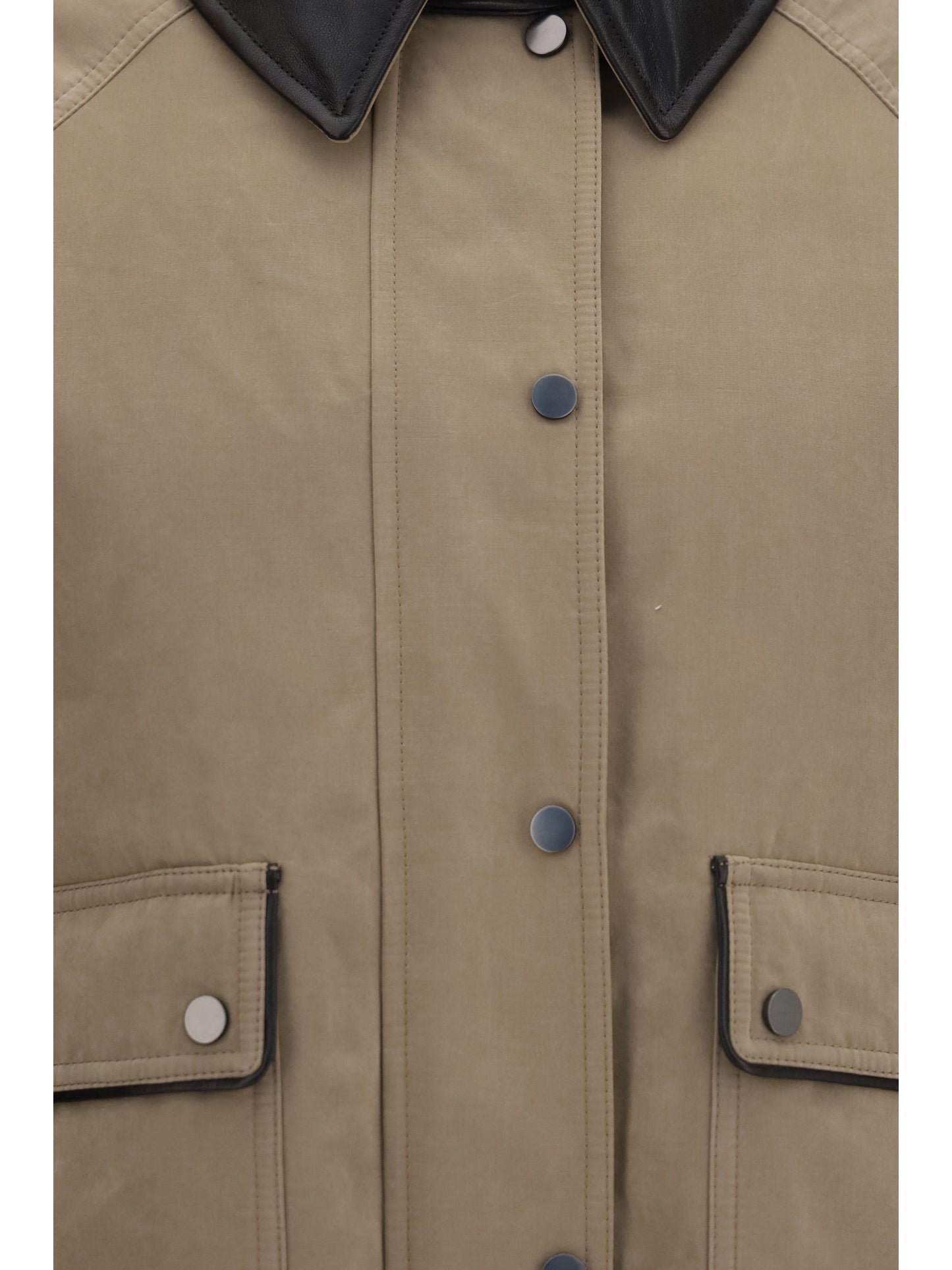 Brunello Cucinelli Women Padded Down Jacket With Leather Collar BRUNELLO CUCINELLI