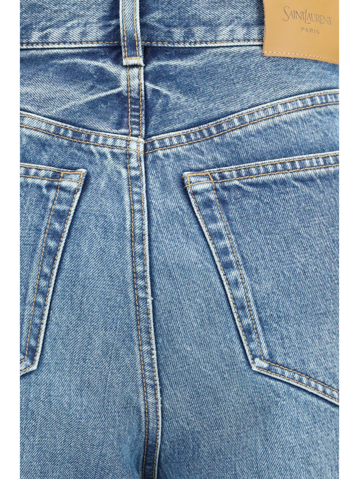 Saint Laurent Women High Waisted Wide Leg Jeans In Denim SAINT LAURENT