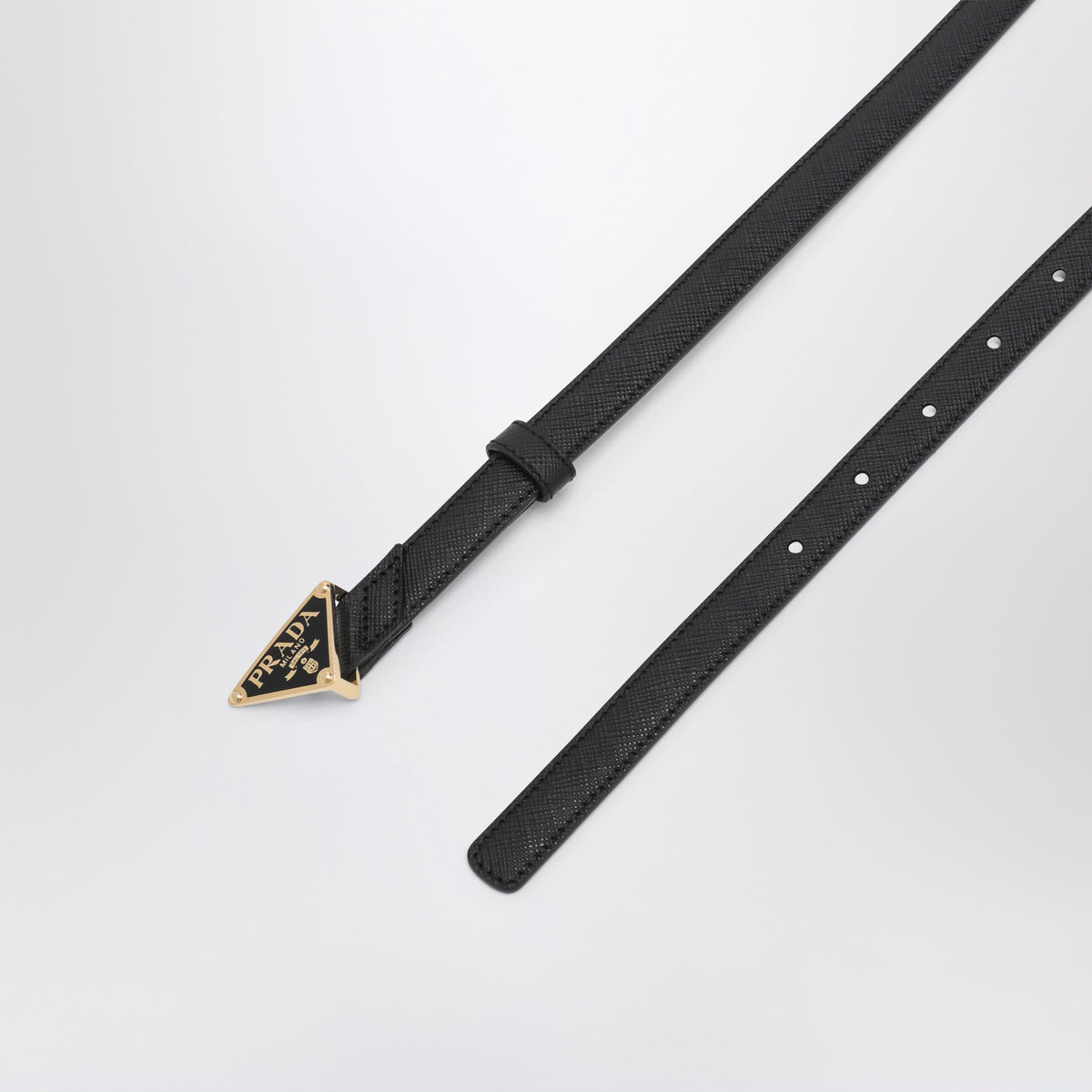 Prada Black Saffiano Belt With Triangle Logo Women PRADA