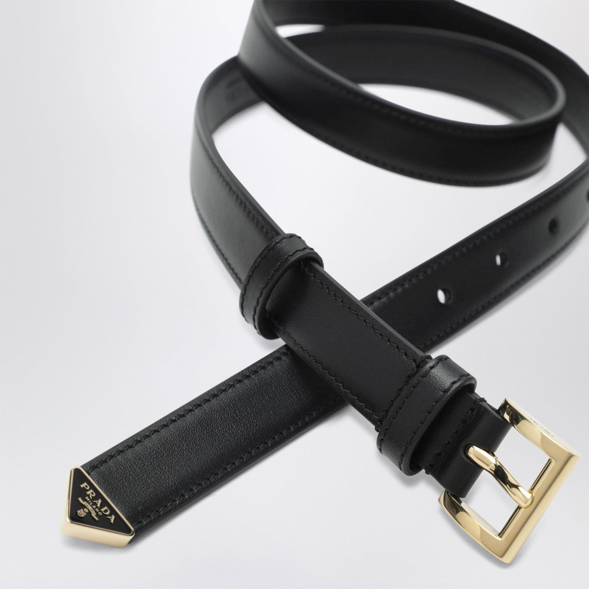 Prada Black Belt With Applique Women PRADA
