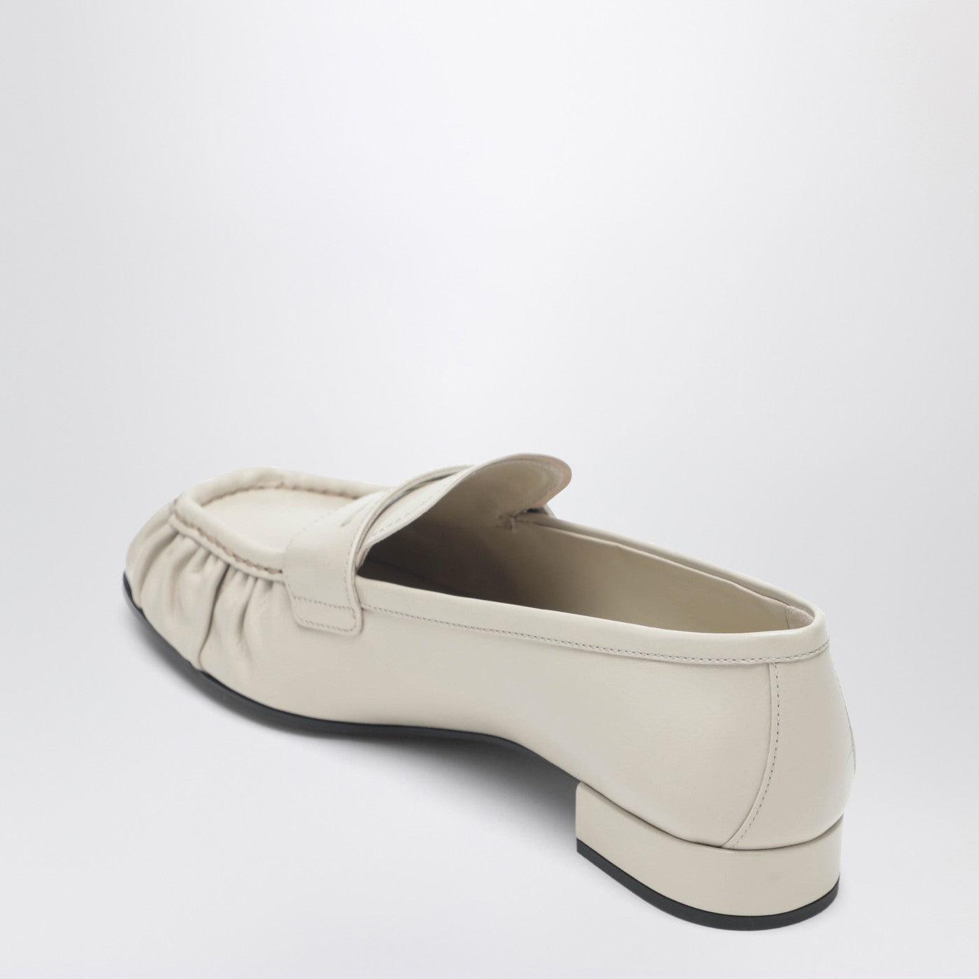Prada Ivory Ruched Loafer With Logo Women PRADA