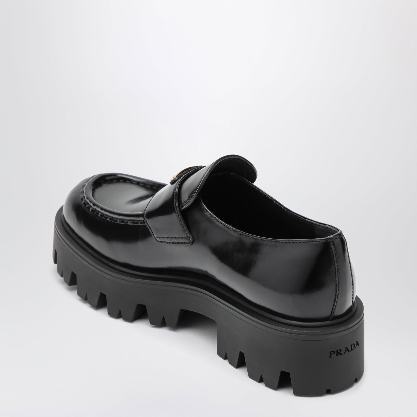 Prada Black Brushed Leather Loafers Women PRADA