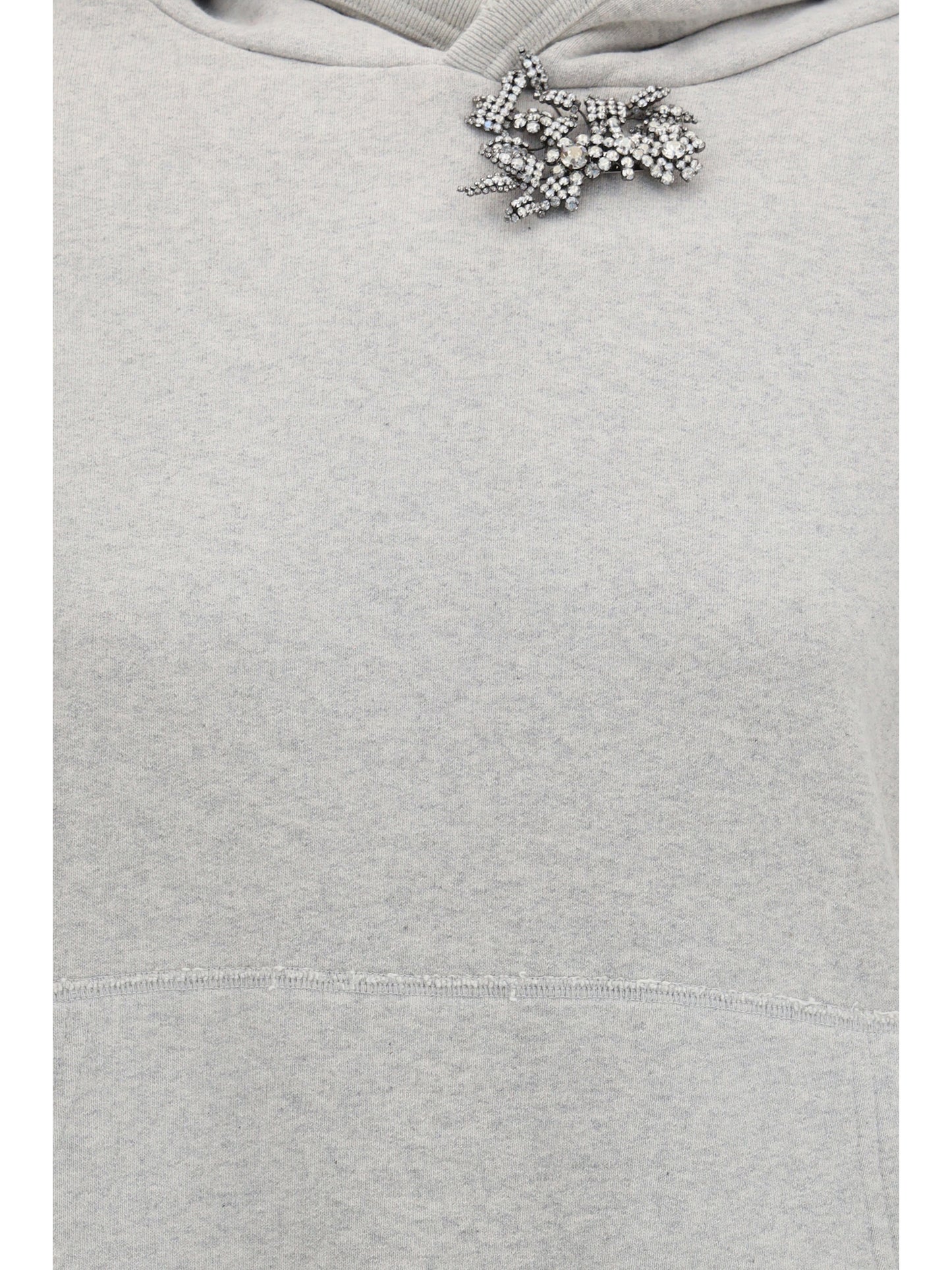 Prada Women Cotton Fleece Hoodie With Jewel Brooch PRADA