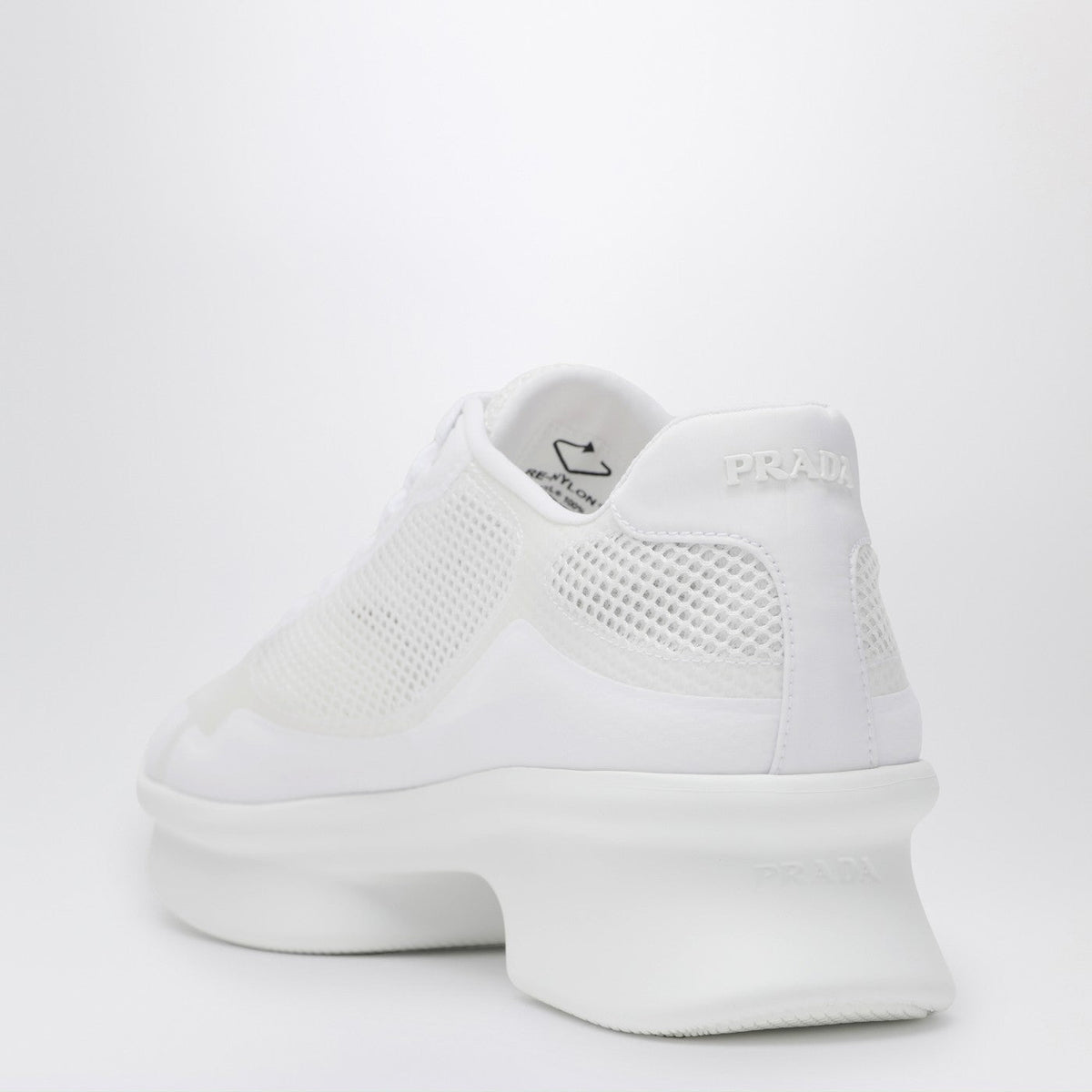 Prada White Fabric And Mesh Low-Top Sneakers Women PRADA