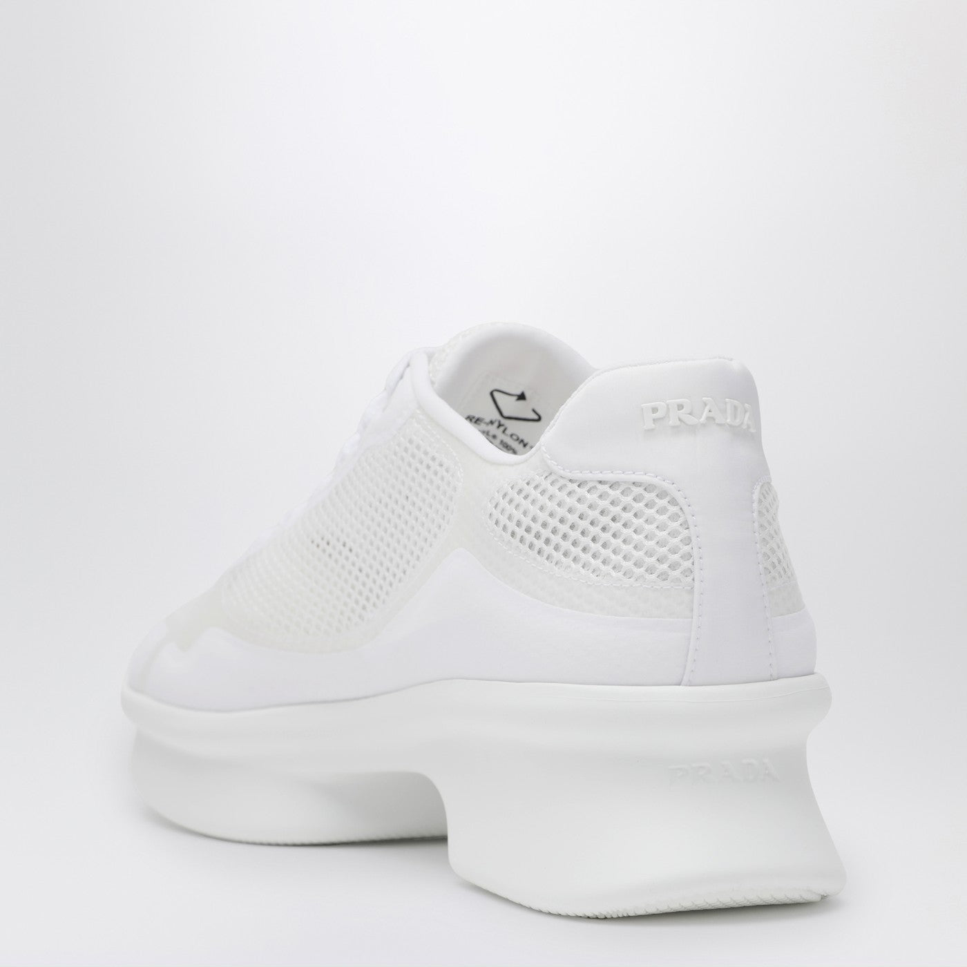 Prada White Fabric And Mesh Low-Top Sneakers Women PRADA