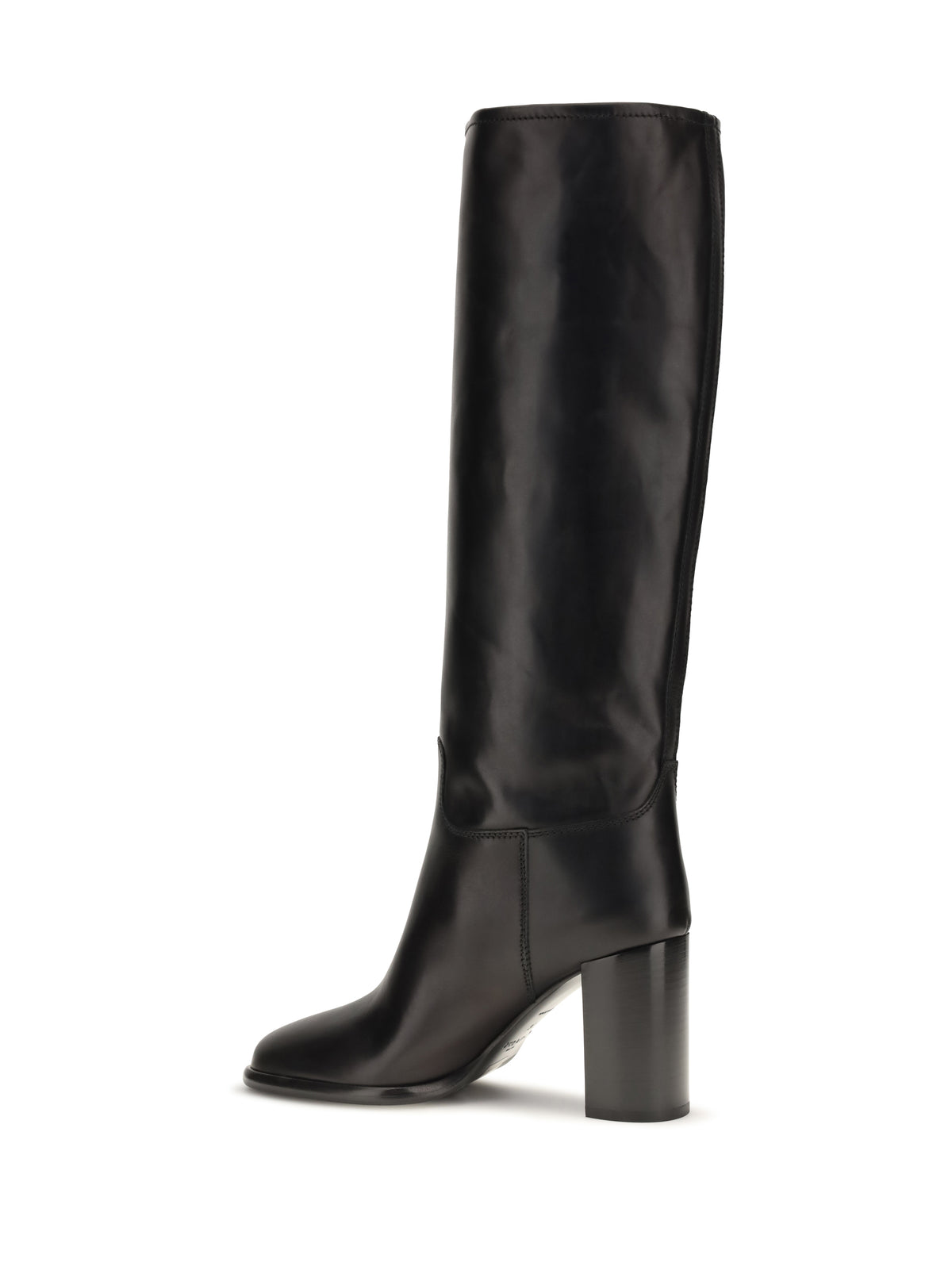 Prada Women High Leather Boots With Screen-Printed Logo PRADA
