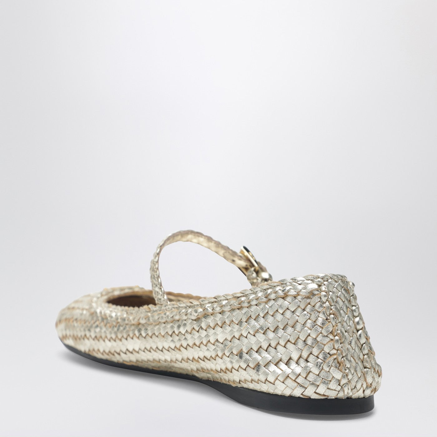 Prada Gold Woven Leather Ballet Flats Women PRADA