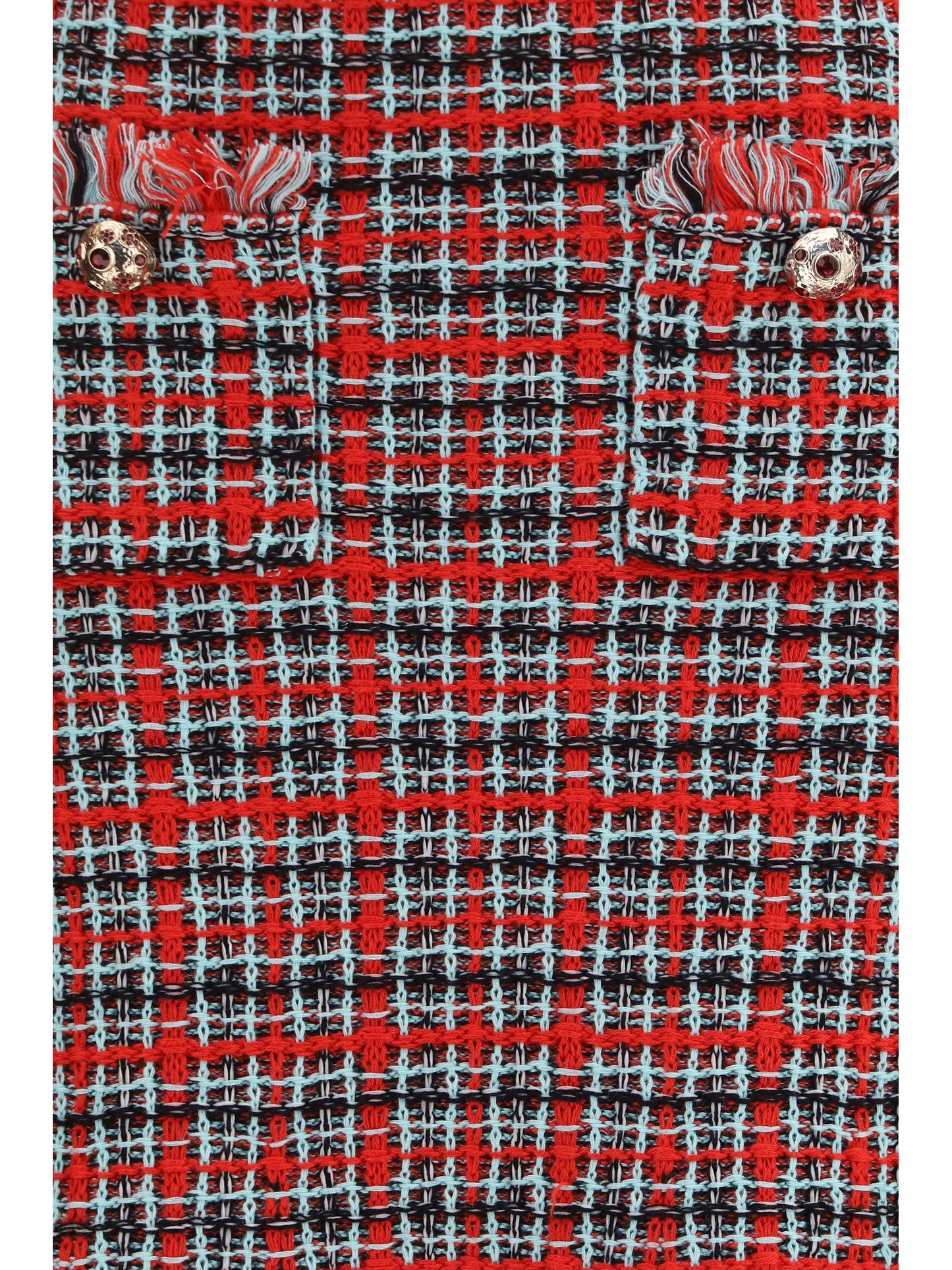 Self-Portrait Women Check Knit Midi Skirt With Frayed Edges SELF-PORTRAIT