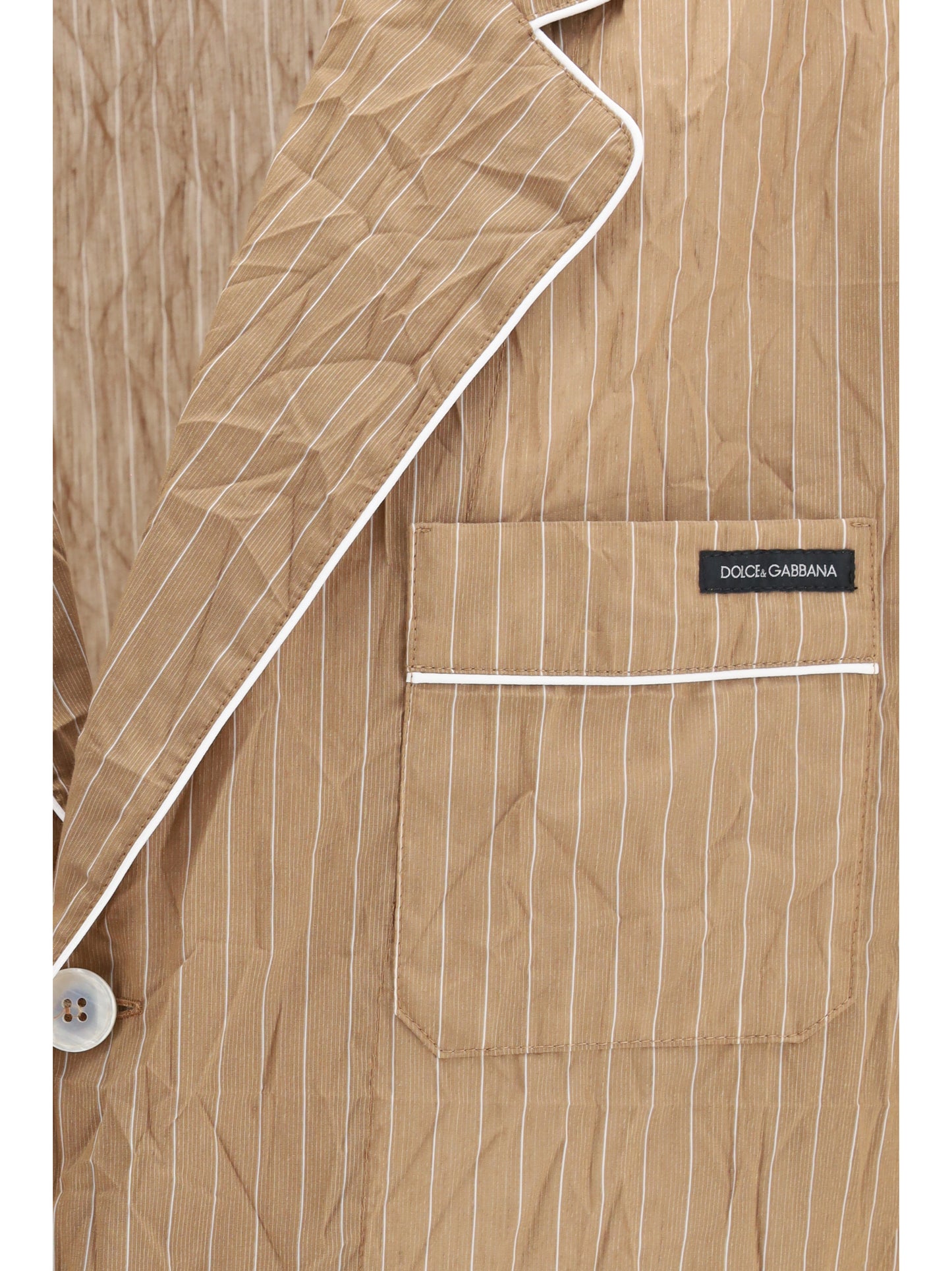 Dolce & Gabbana Men Vanity Shirt-Style Robe In Froissé Striped Fabric DOLCE & GABBANA