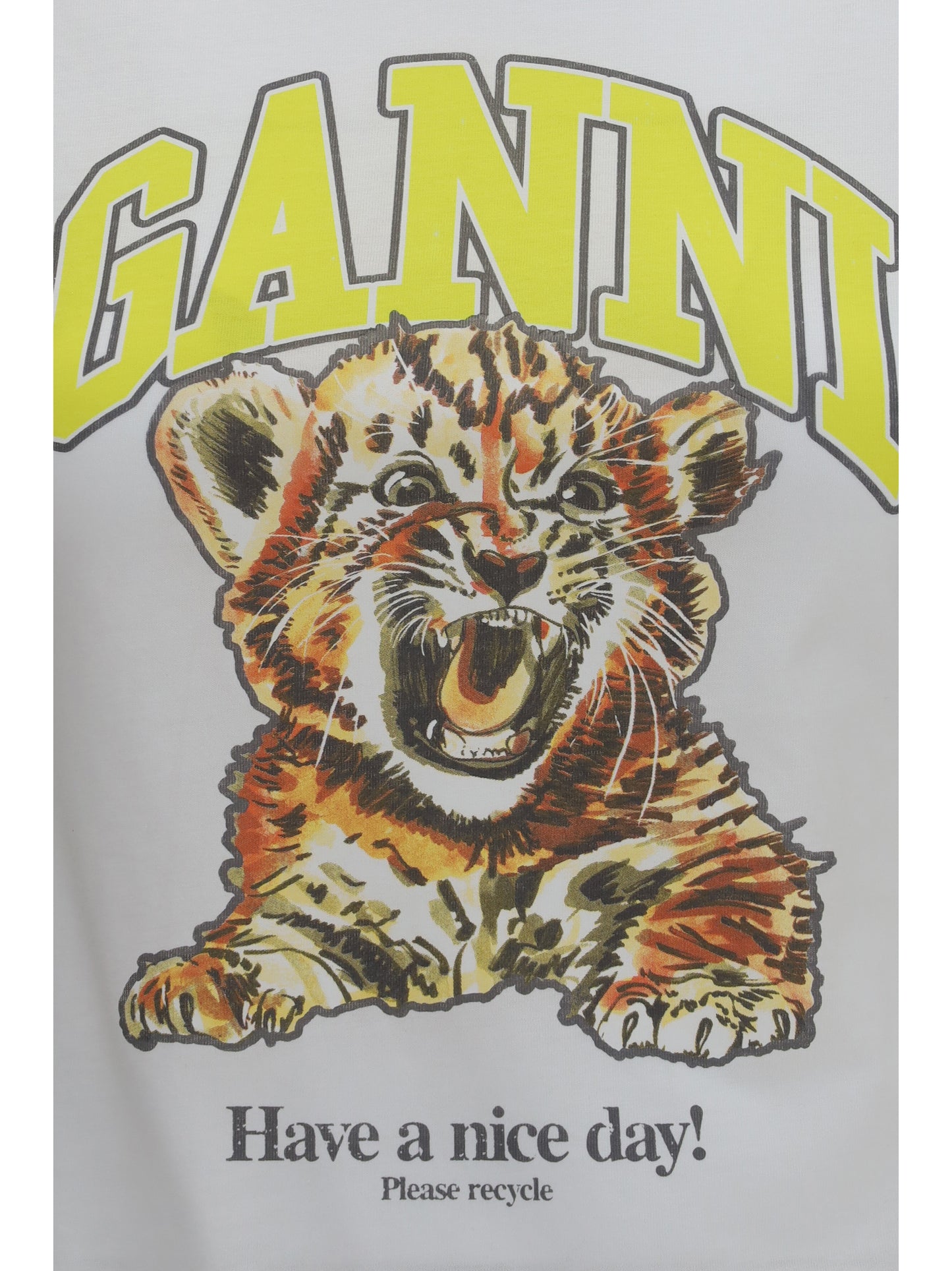 Ganni Women Tiger Cotton T-Shirt GANNI
