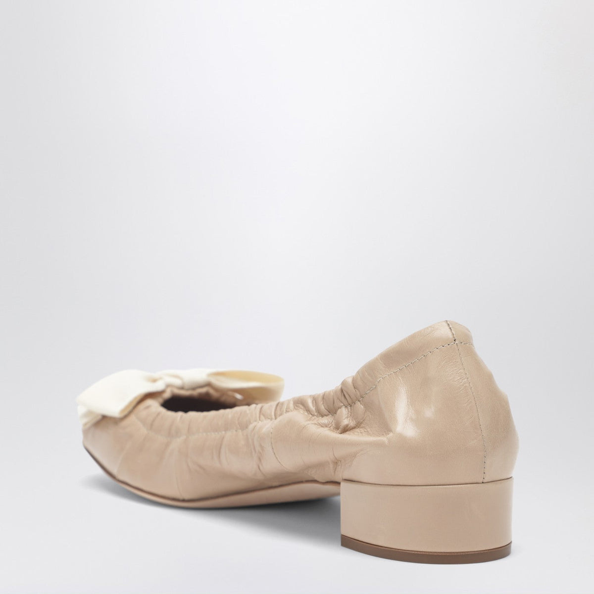 Prada Sand-Colored Ballerina Flats With Maxi Bow Women PRADA
