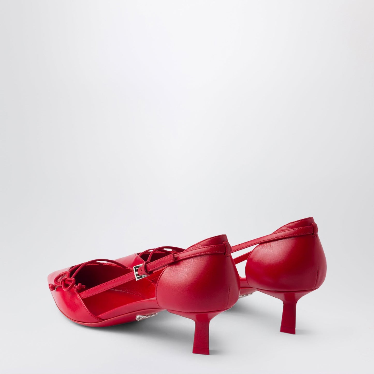 Prada Red Leather Side-Open Pumps Women PRADA