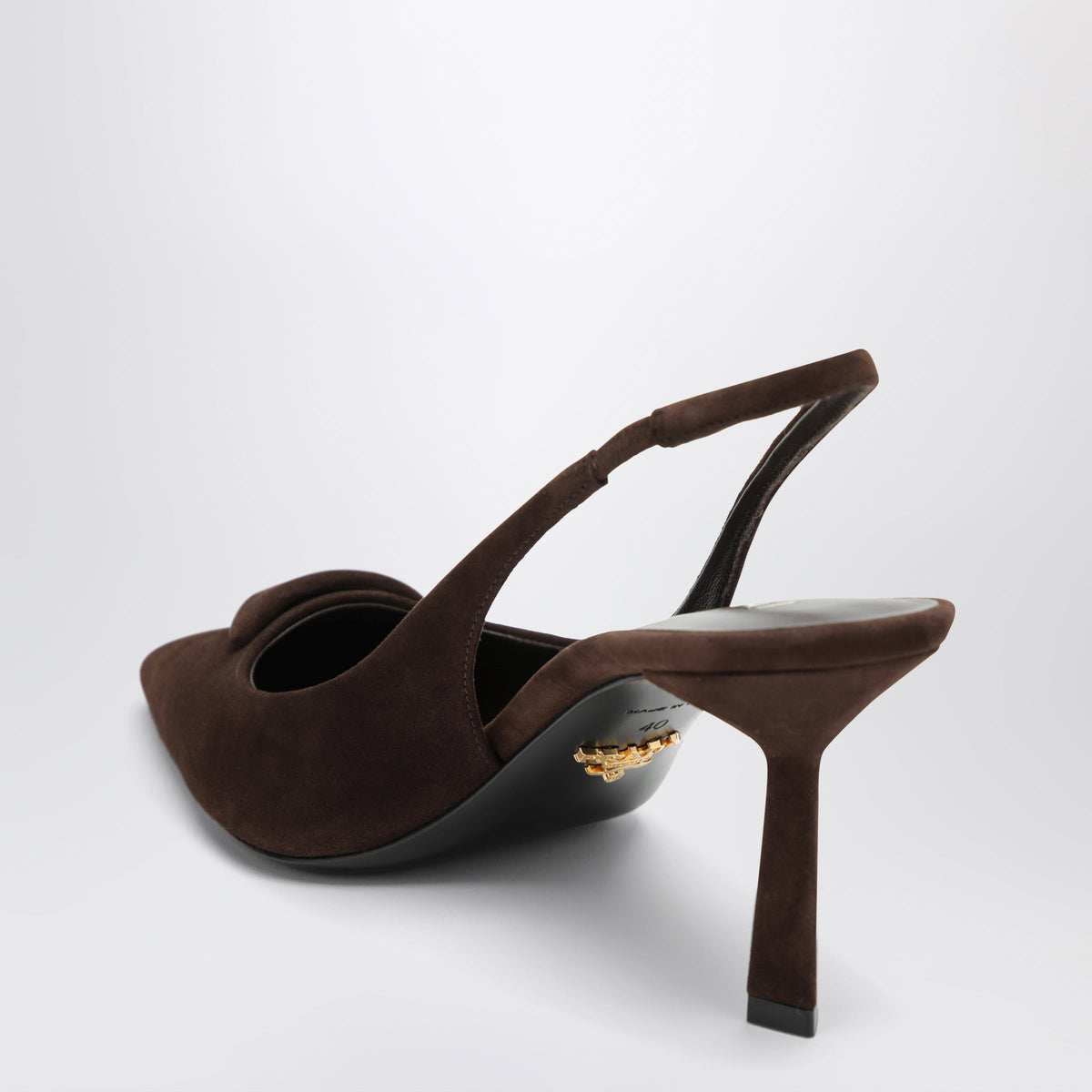Prada Dark Brown Suede Slingback Pumps Women PRADA