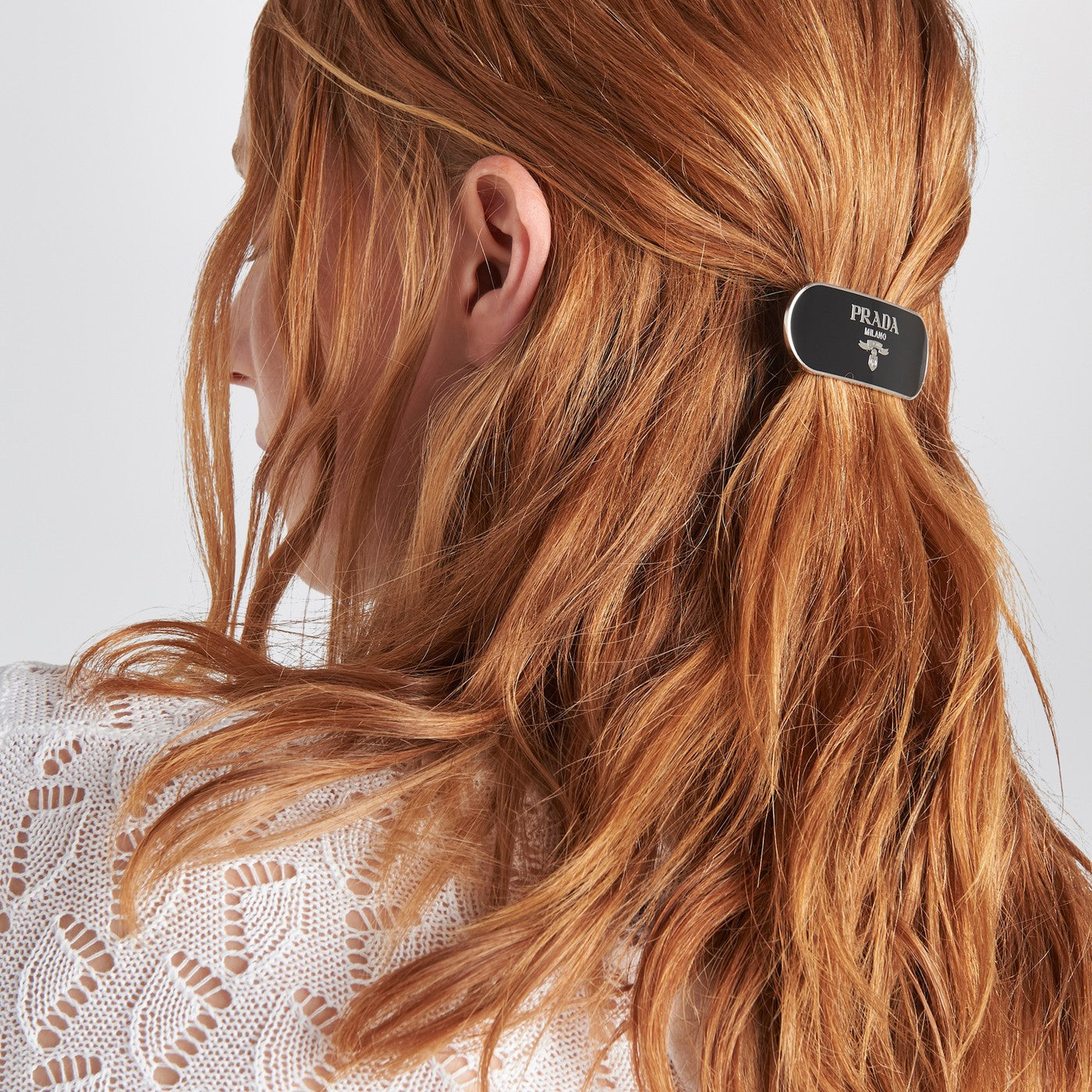 Prada Black Metal Hair Clip Women PRADA