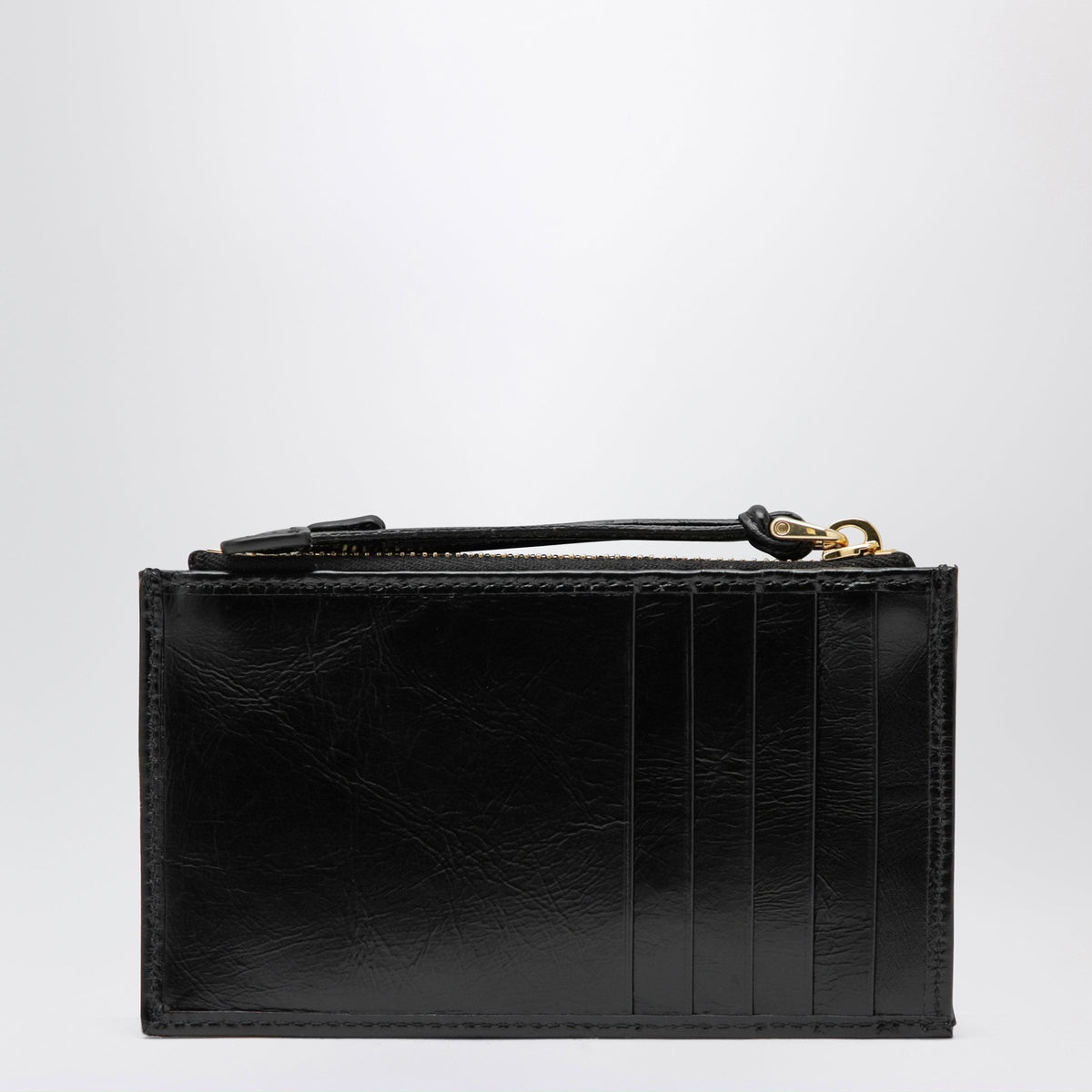 Prada Zip Card Holder In Polished Calf Leather, Black Women PRADA