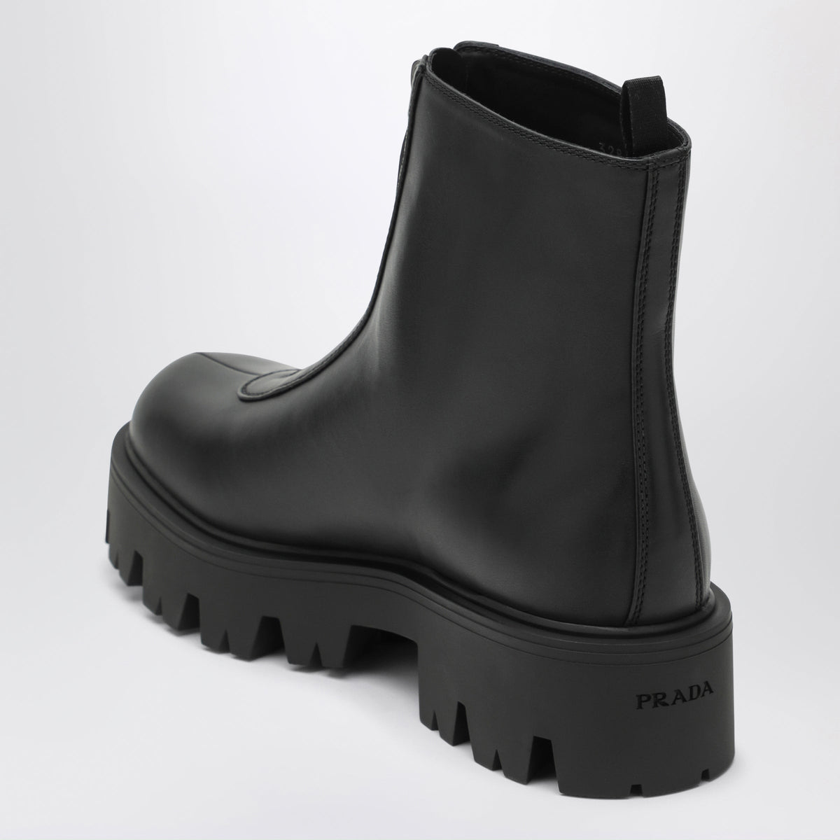 Prada Black Leather Zip-Up Ankle Boots Women PRADA