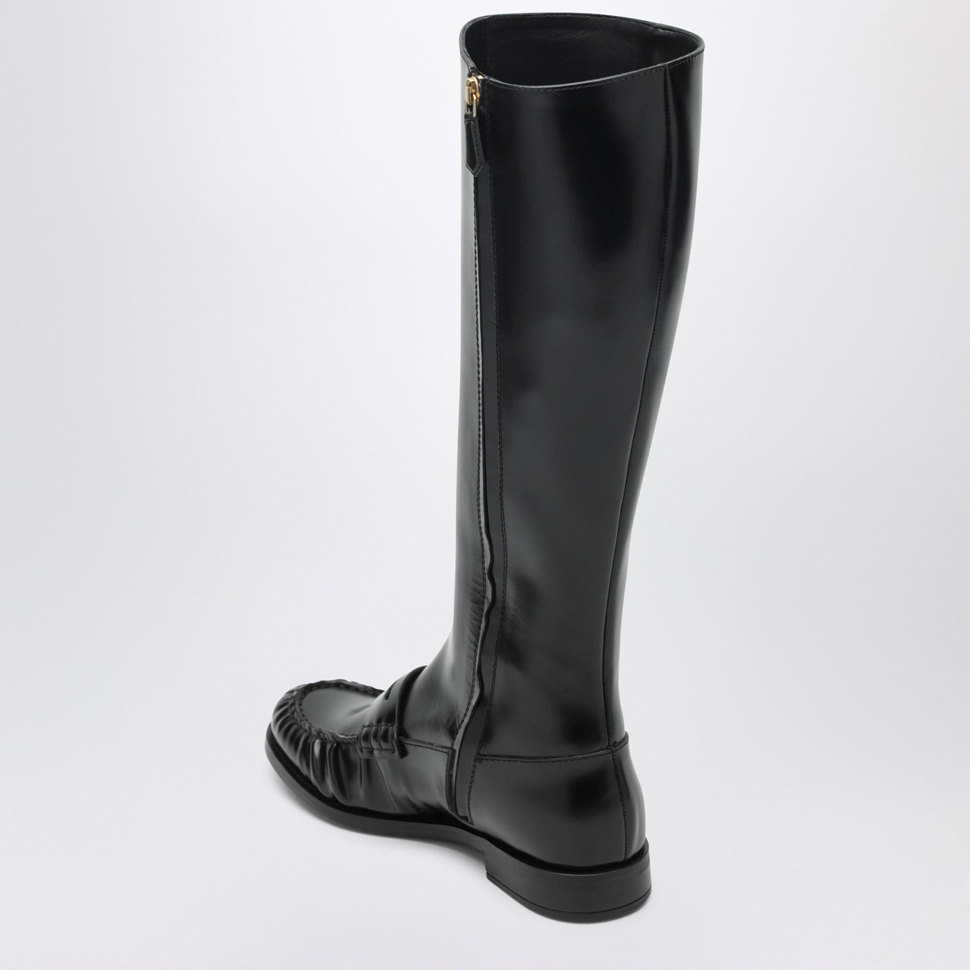Prada Penny Boots In Black Glossy Leather Women PRADA