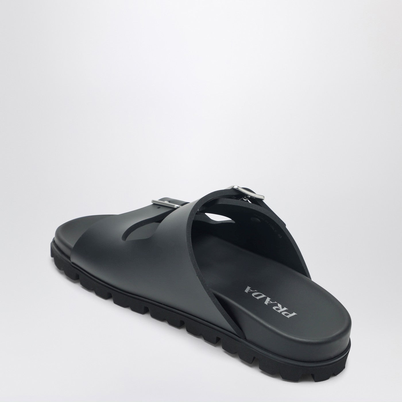 Prada Black Leather Slider Sandals Women PRADA