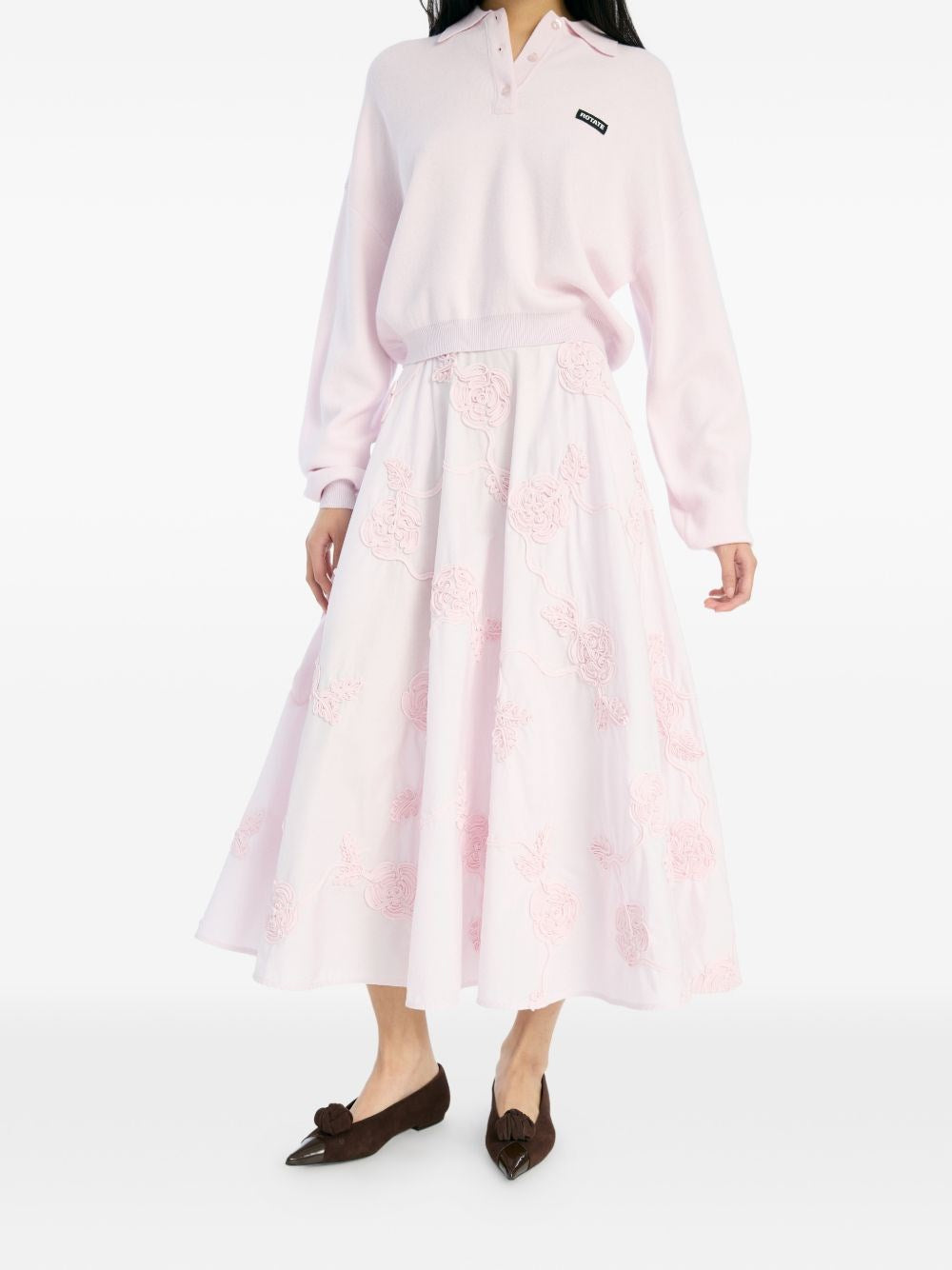 Rotate Women The Flower Maxi Light Pink Long Skirt ROTATE