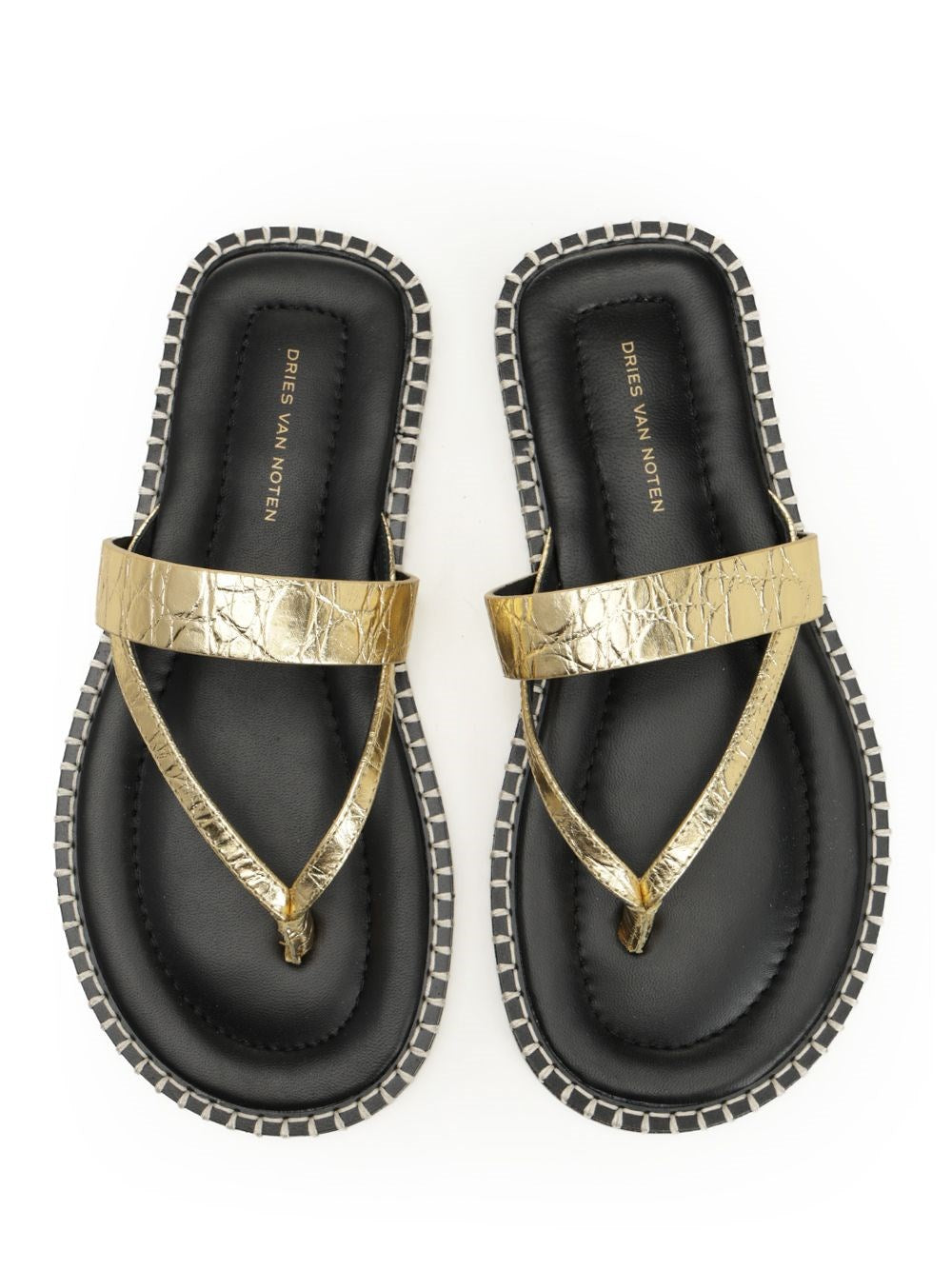 Dries Van Noten Women Metallic Leather Flip-Flops DRIES VAN NOTEN