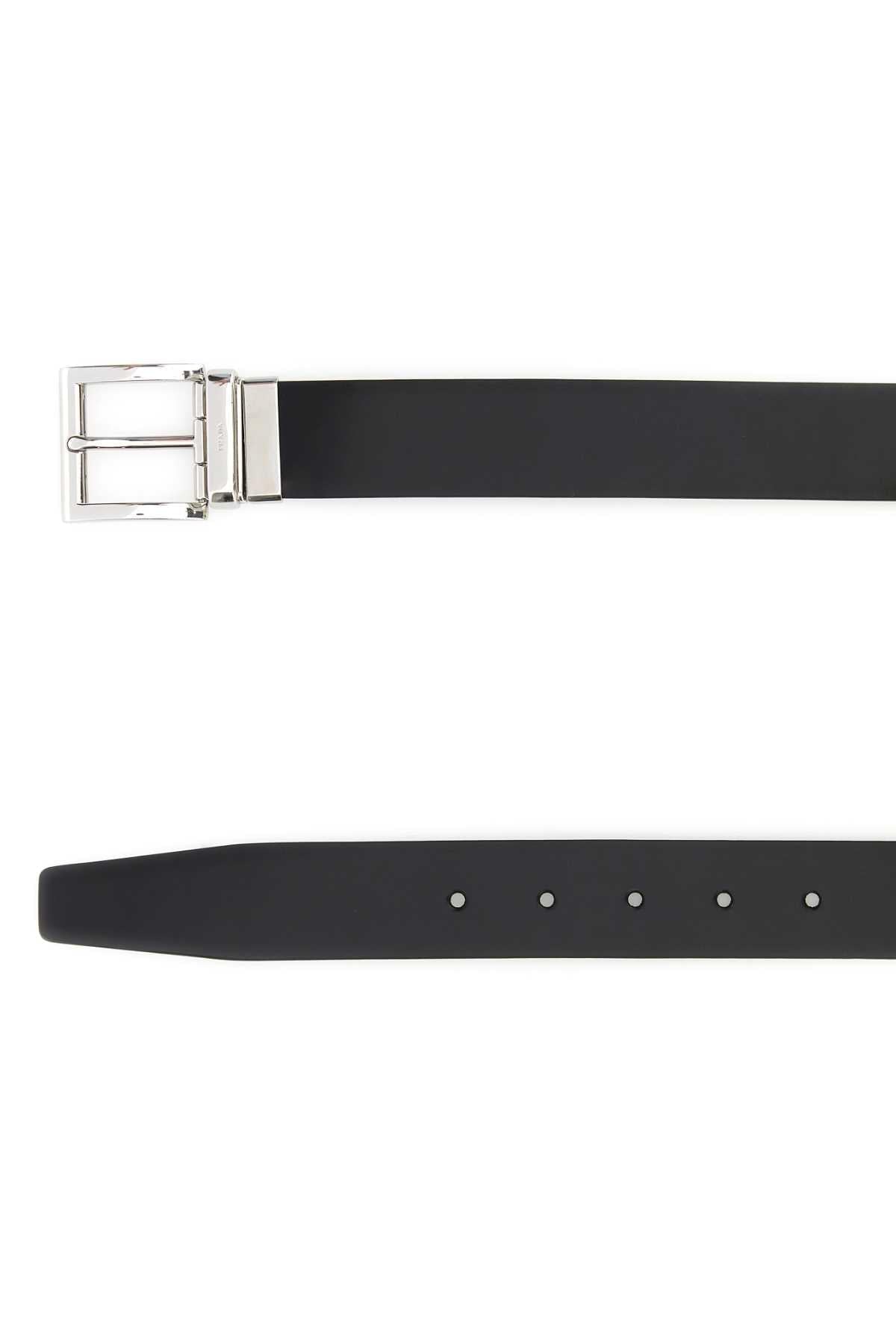Prada Men Black Leather Reversible Belt PRADA