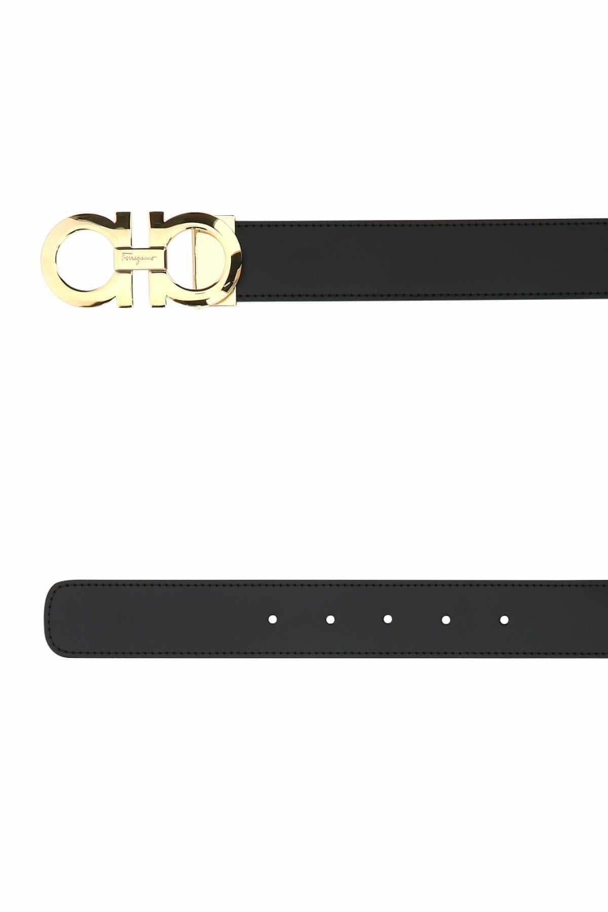 Salvatore Ferragamo Men Black Leather Reversible Belt FERRAGAMO