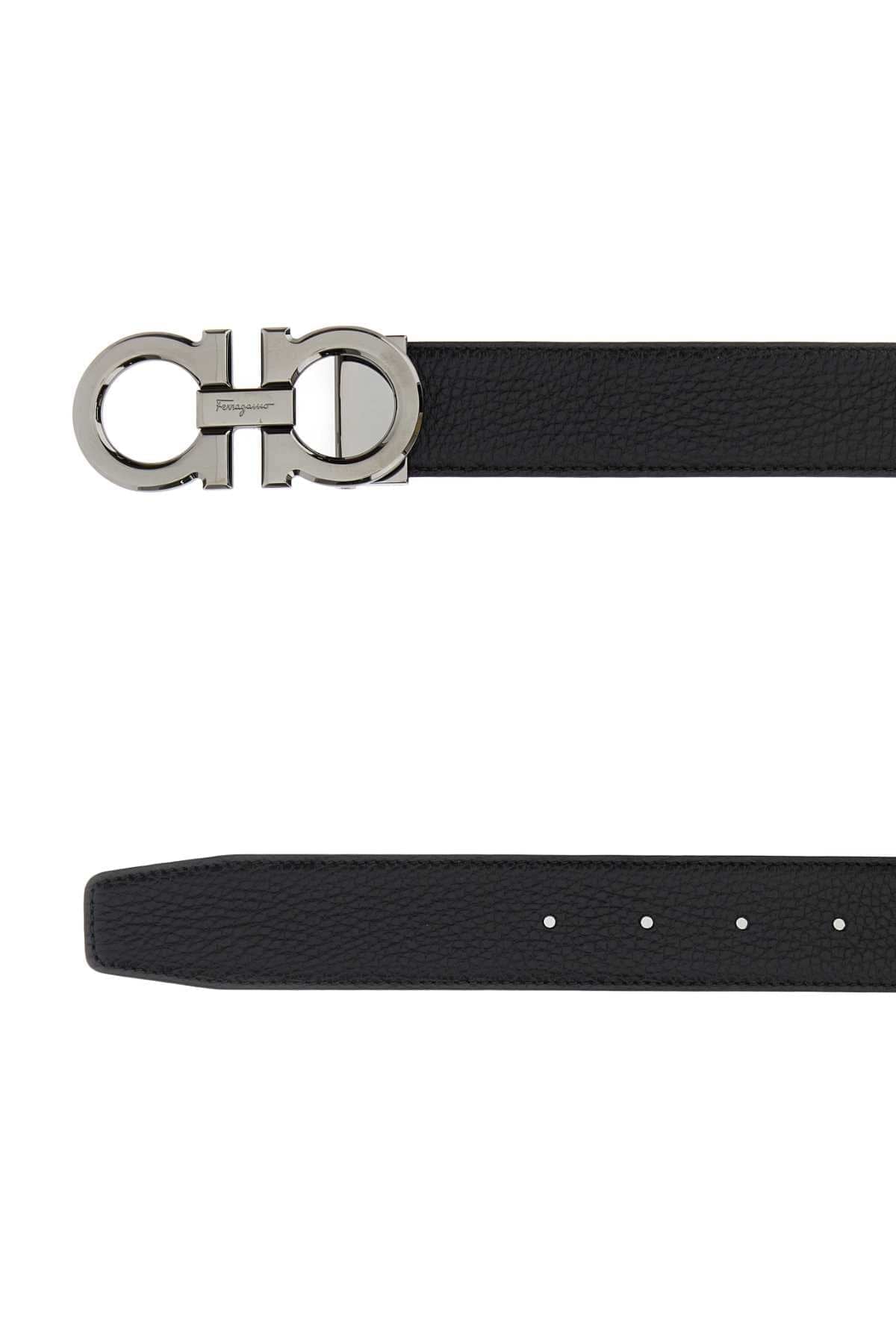 Salvatore Ferragamo Men Black Leather Reversible Belt FERRAGAMO