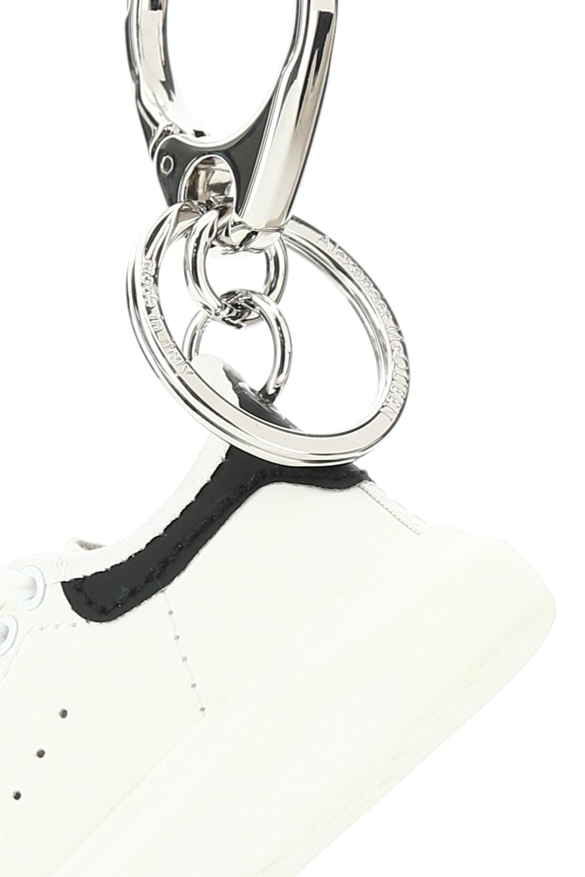 Alexander Mcqueen Men White Leather Key Ring ALEXANDER MCQUEEN