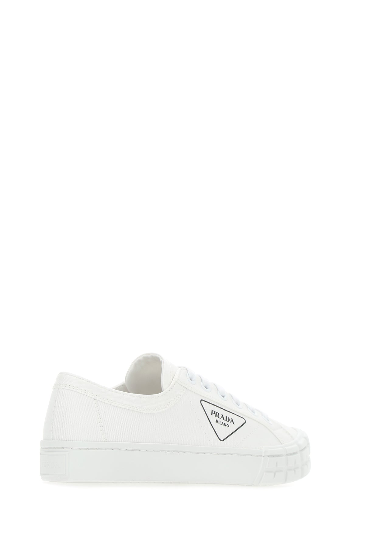 Prada Men White Gabardine Wheel Sneakers PRADA
