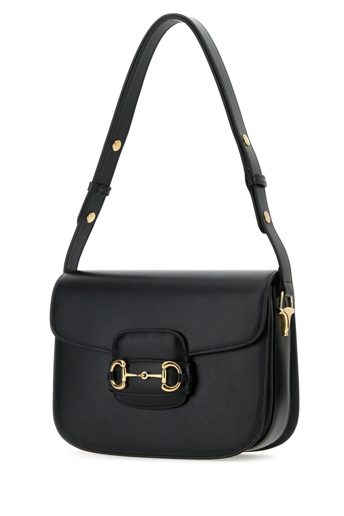 Gucci Women Black Leather 1955 Horsebit Shoulder Bag GUCCI