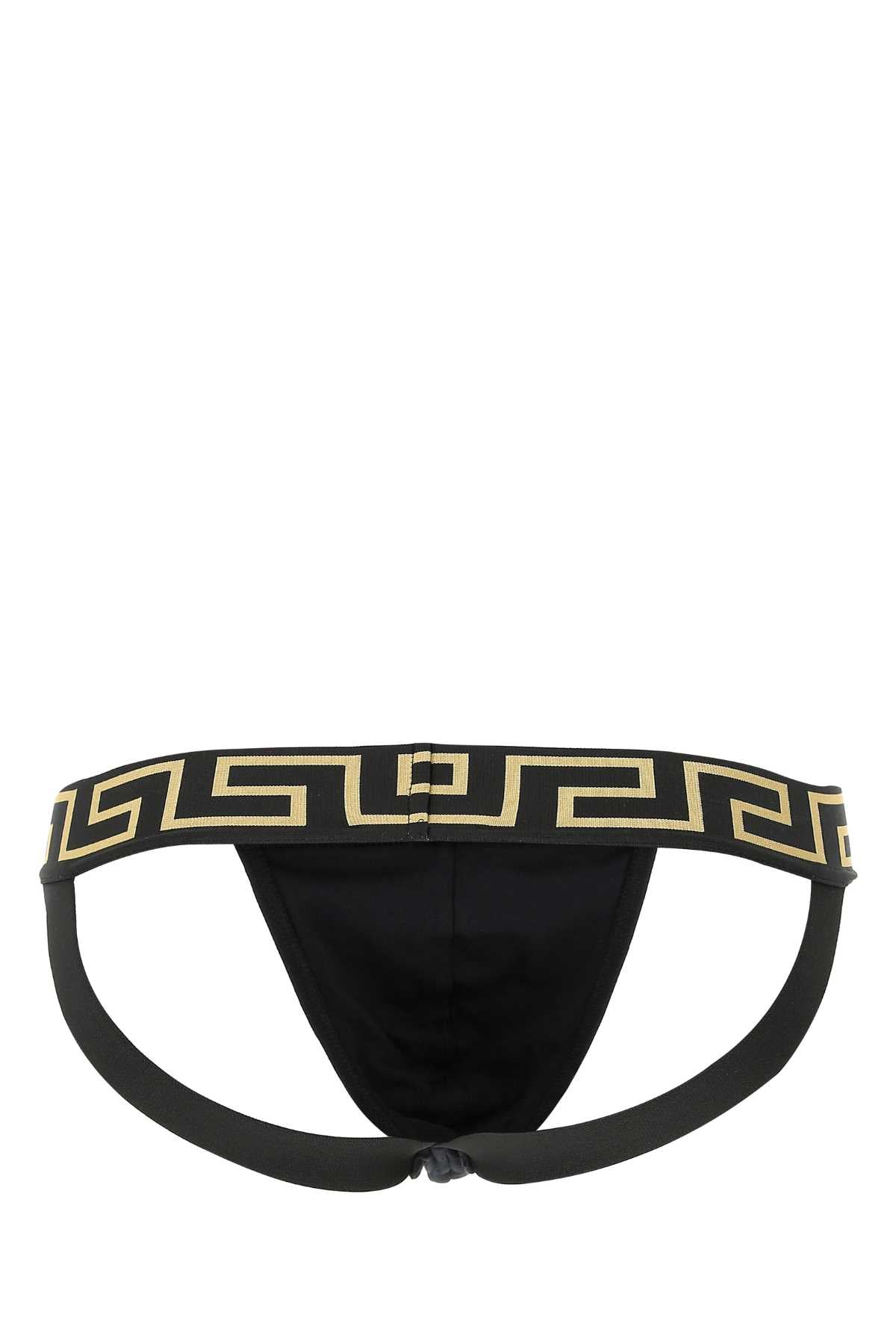 Versace Men Black Stretch Cotton Jockstrap VERSACE