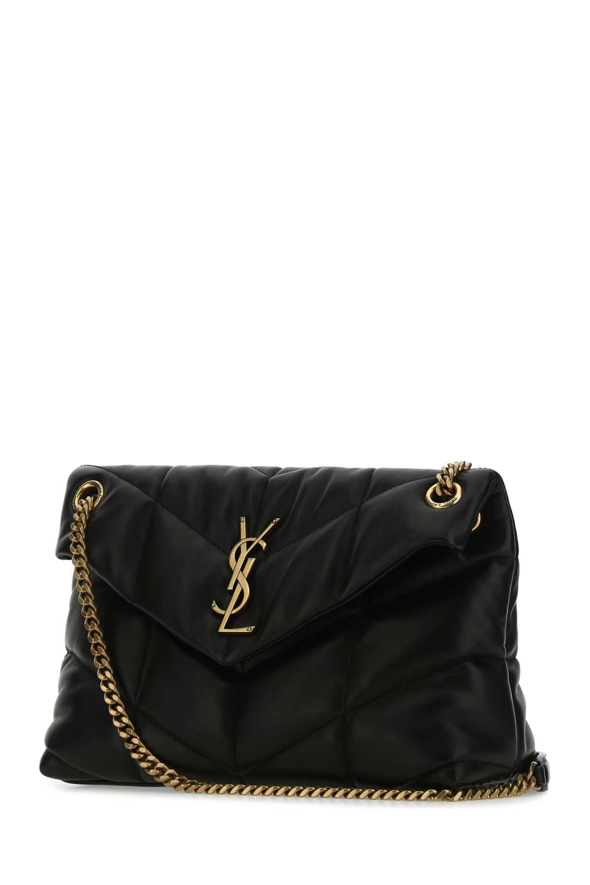 Saint Laurent Women Black Nappa Leather Small Puffer Shoulder Bag