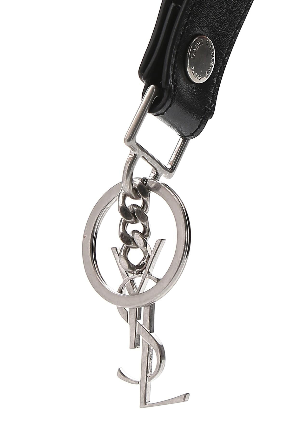 Saint Laurent Men Black Leather Monogram Key Ring SAINT LAURENT