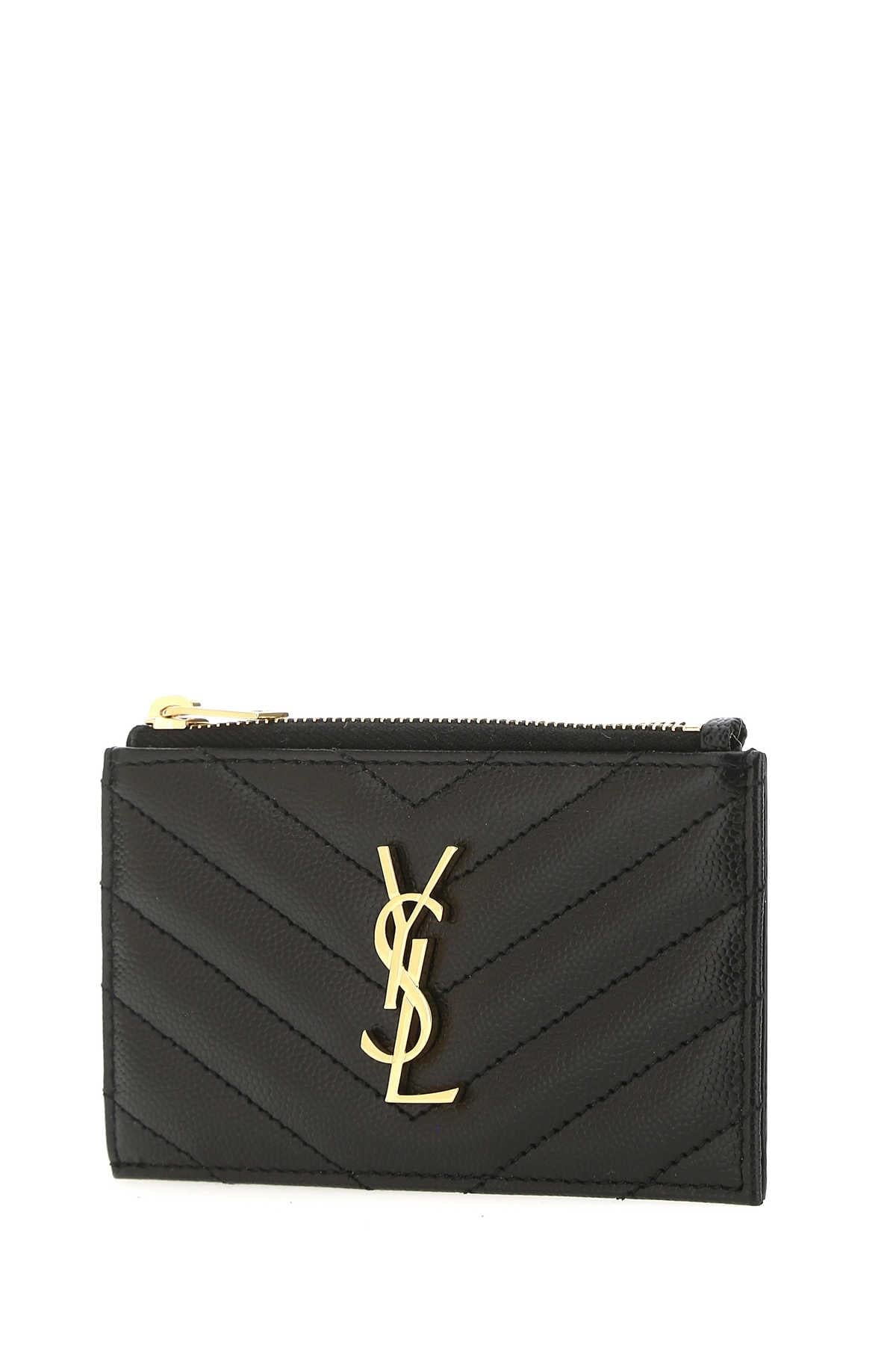 Saint Laurent Women Black Leather Card Holder SAINT LAURENT