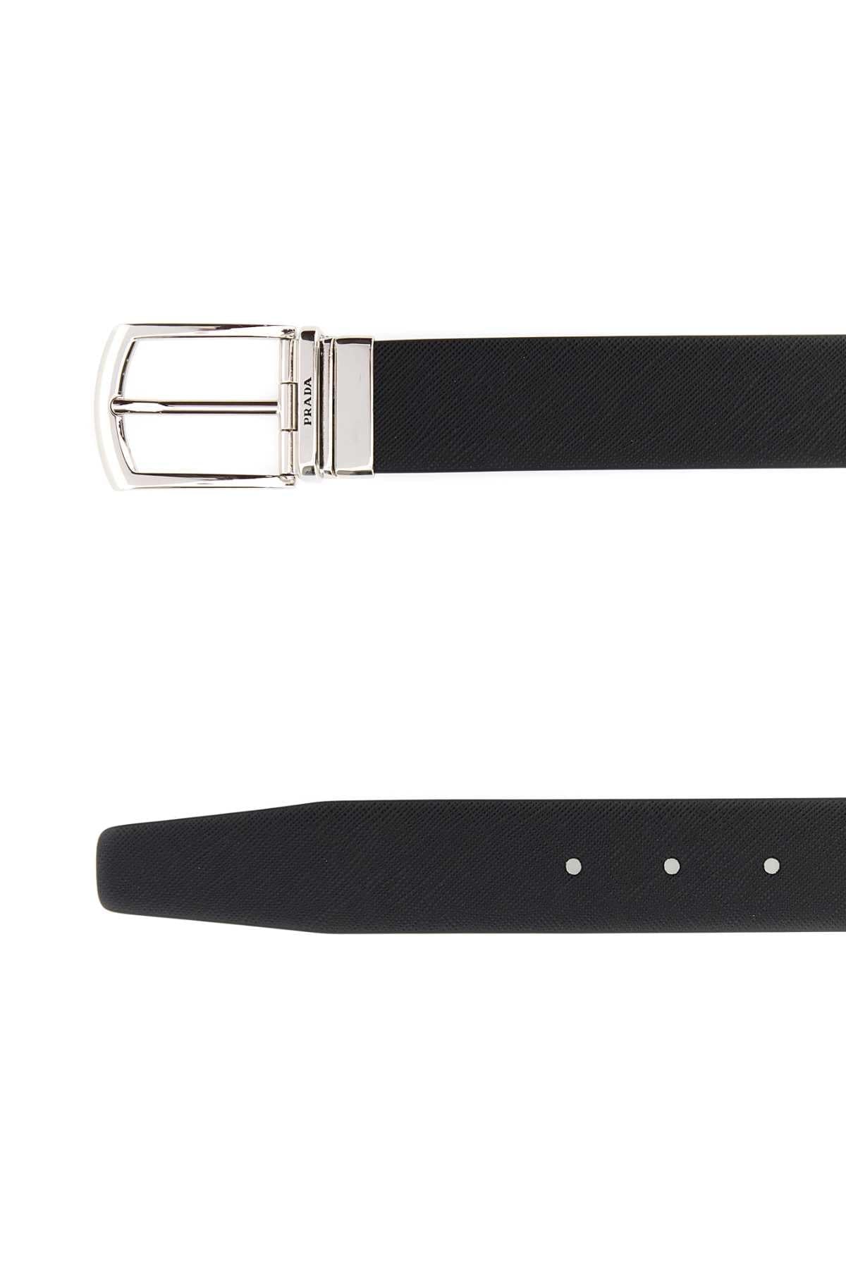 Prada Men Black Leather Belt PRADA