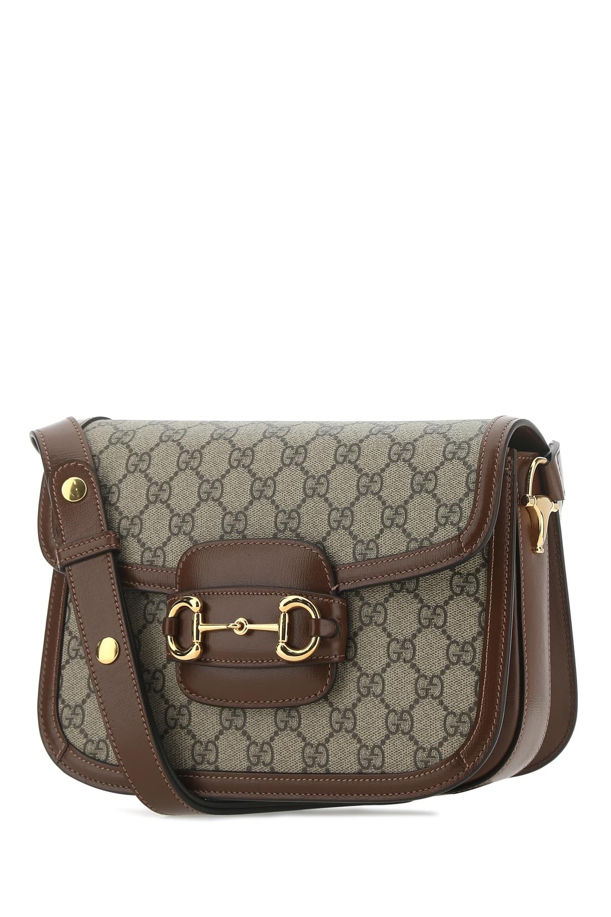 Gucci Women Gg Supreme Fabric And Leather Horsebit 1955 Shoulder Bag GUCCI