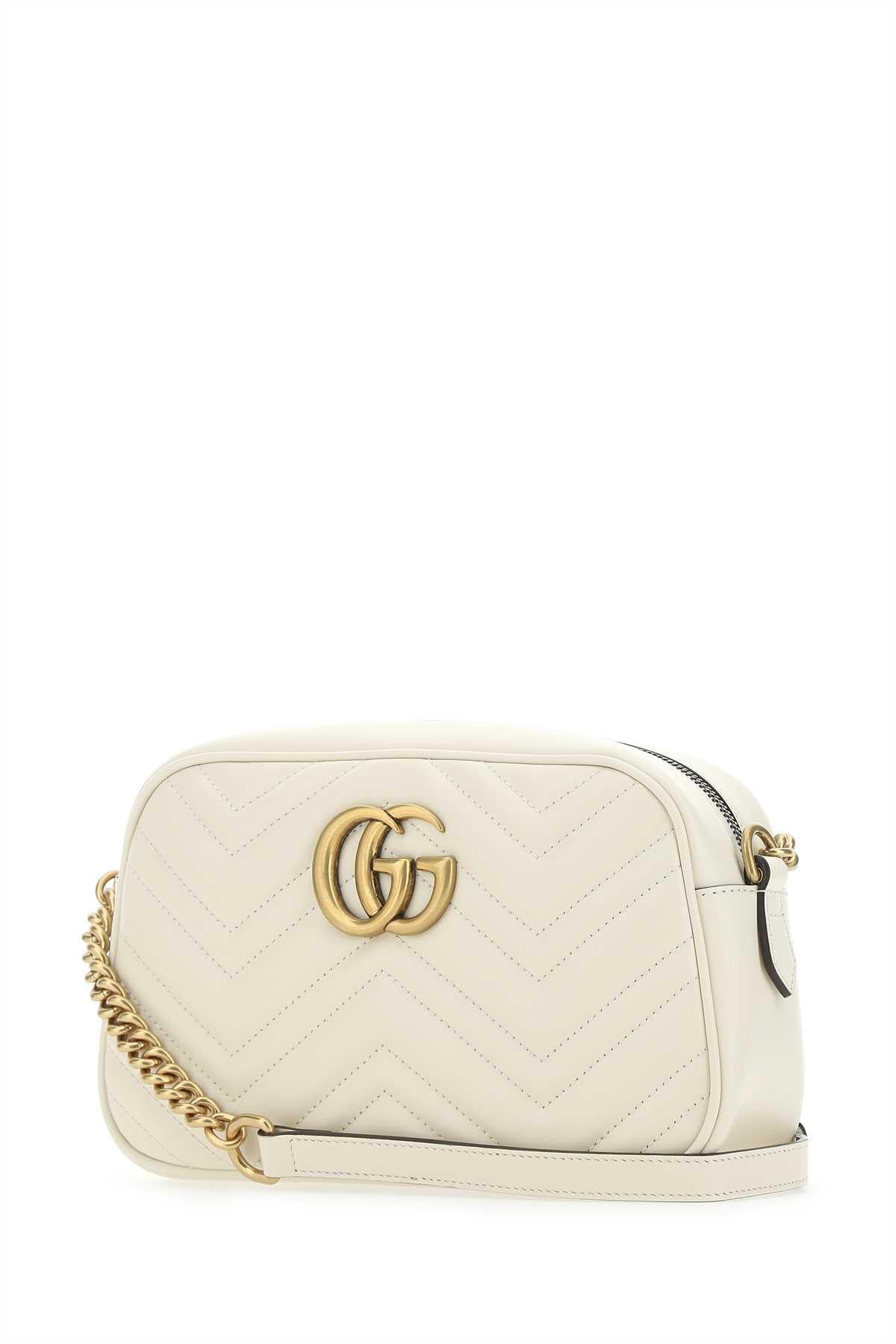 Gucci Women Ivory Leather Small Marmont Crossbody Bag GUCCI
