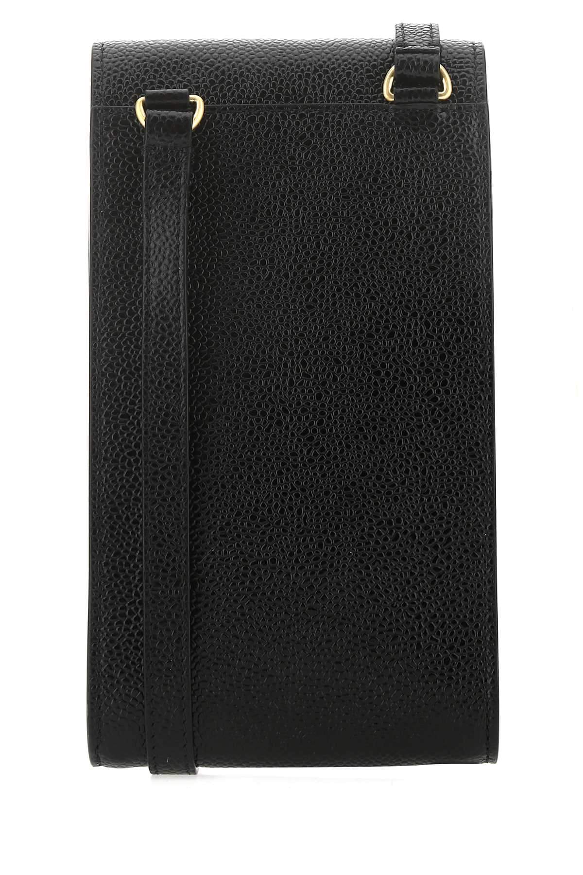 Thom Browne Men Black Leather Phone Holder THOM BROWNE