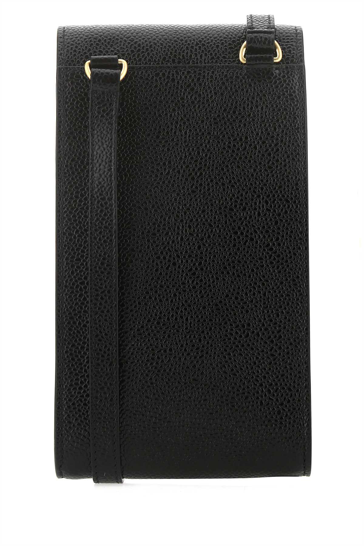 Thom Browne Men Black Leather Phone Holder THOM BROWNE