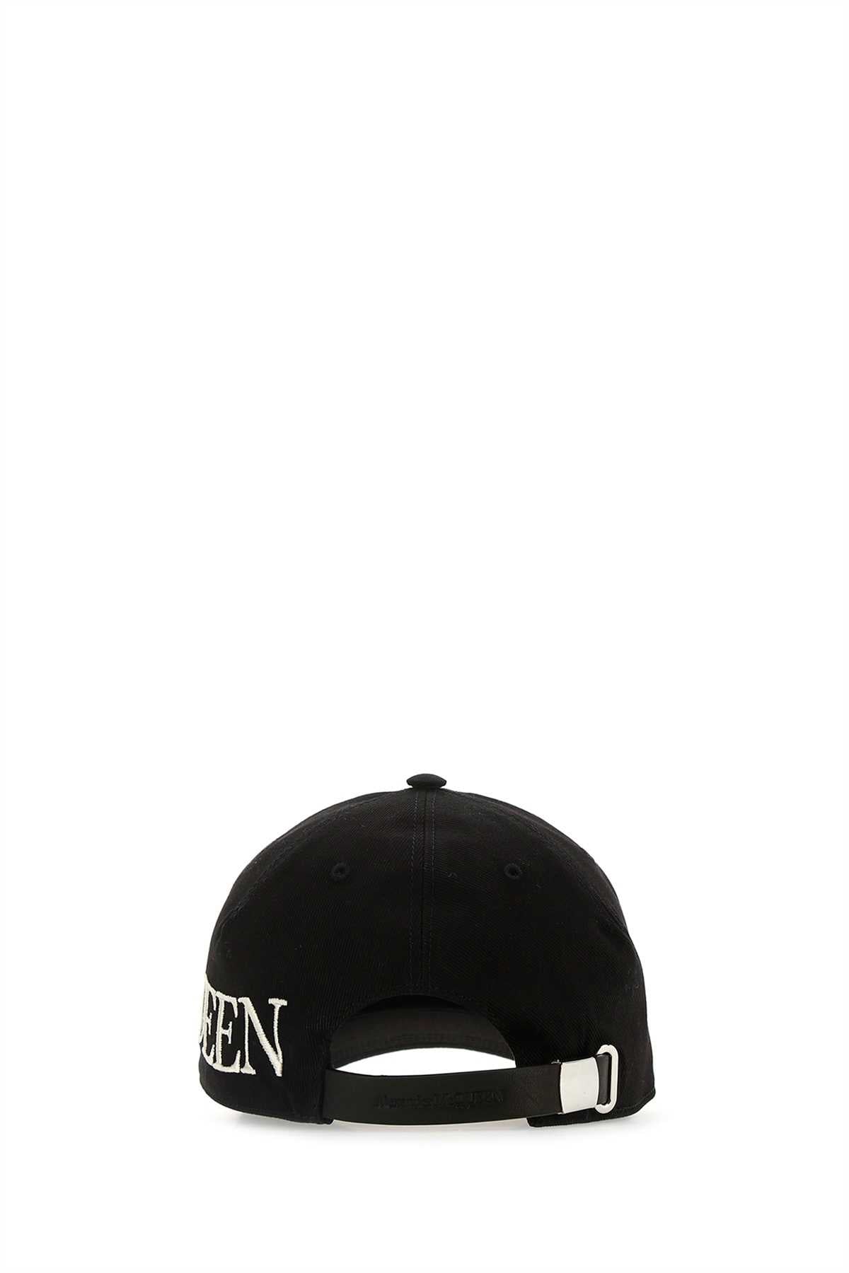 Alexander Mcqueen Men Black Gabardine Baseball Cap ALEXANDER MCQUEEN