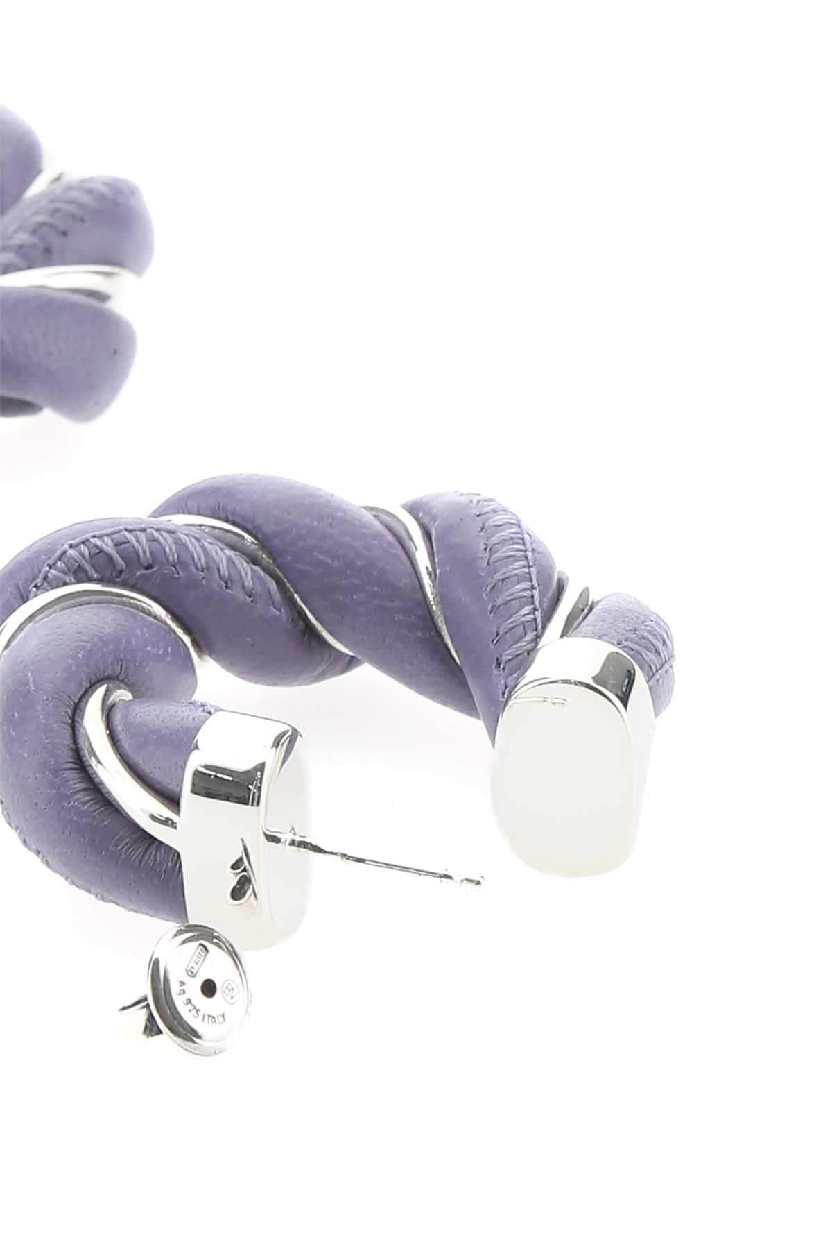 Bottega Veneta Women Lilac Nappa Leather And 925 Silver Earrings BOTTEGA VENETA