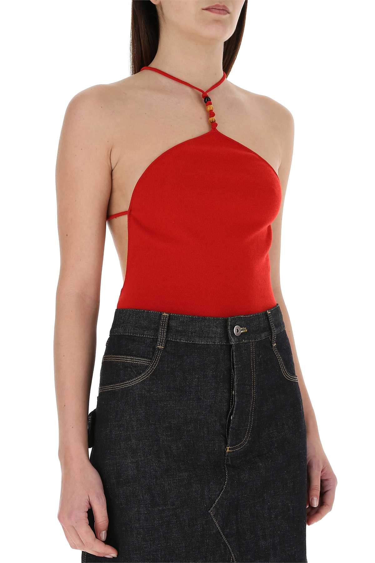Bottega Veneta Women Red Stretch Cashmere Blend Bodysuit BOTTEGA VENETA