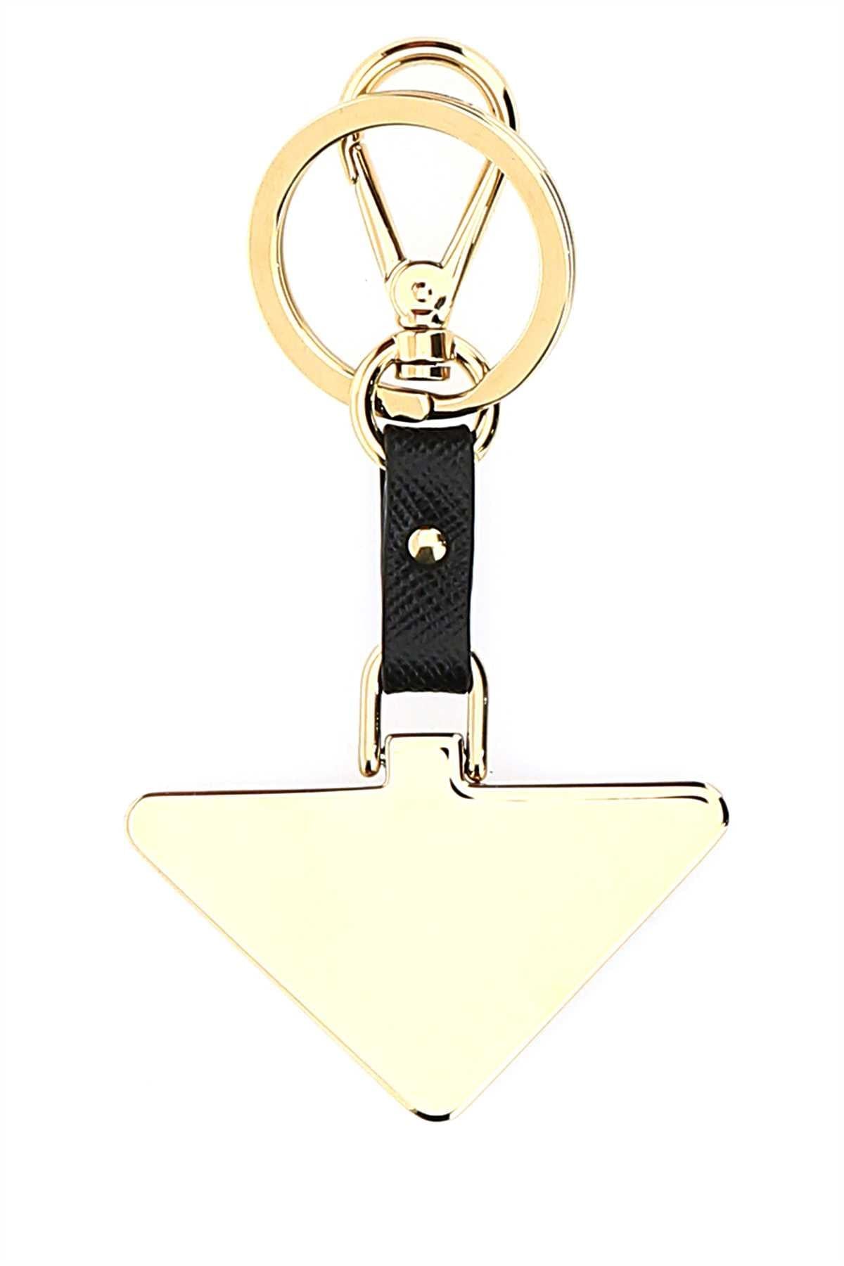 Prada Women Two-Tone Metal And Leather Key Ring PRADA