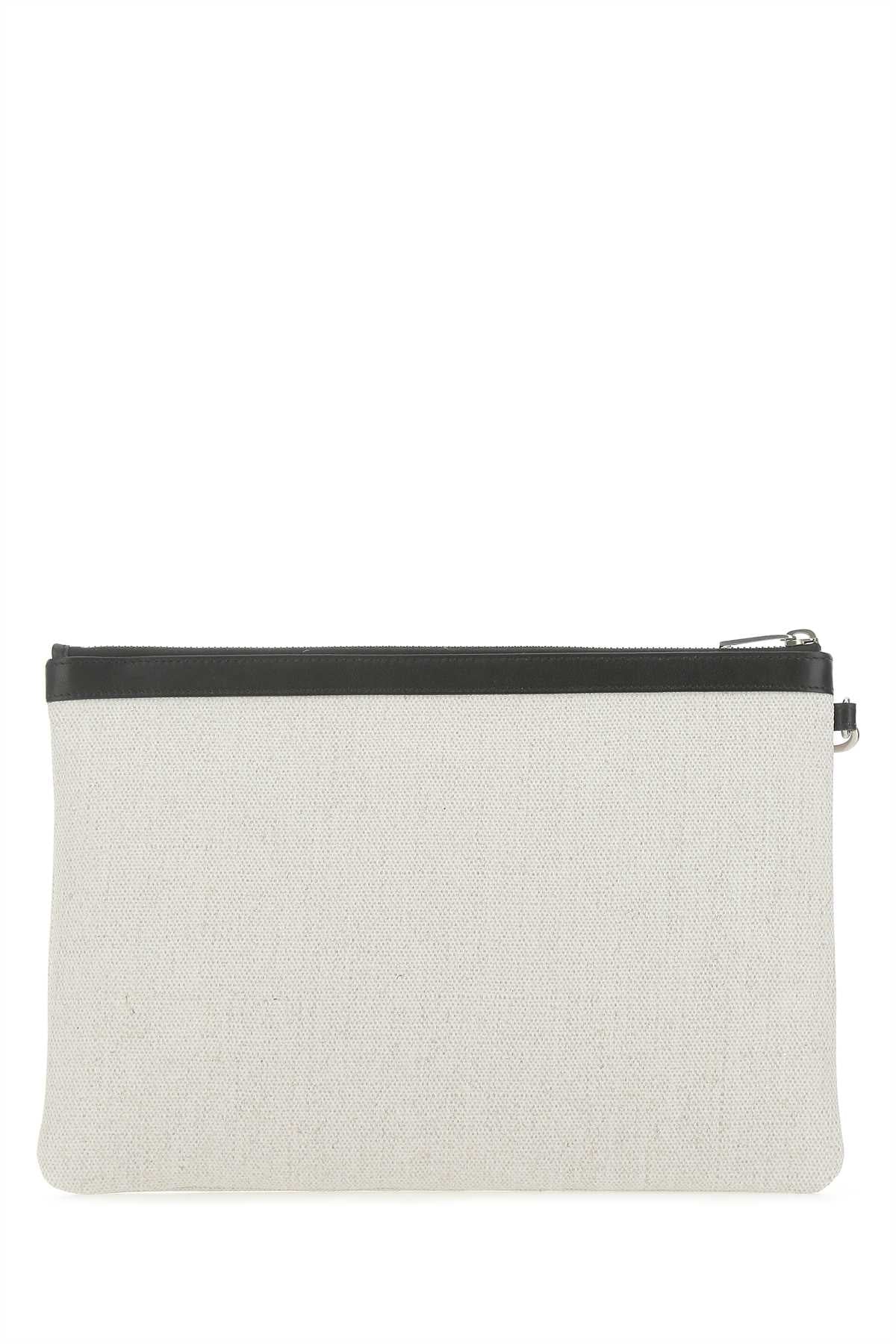 Saint Laurent Men Sand Canvas Rive Gauche Clutch SAINT LAURENT