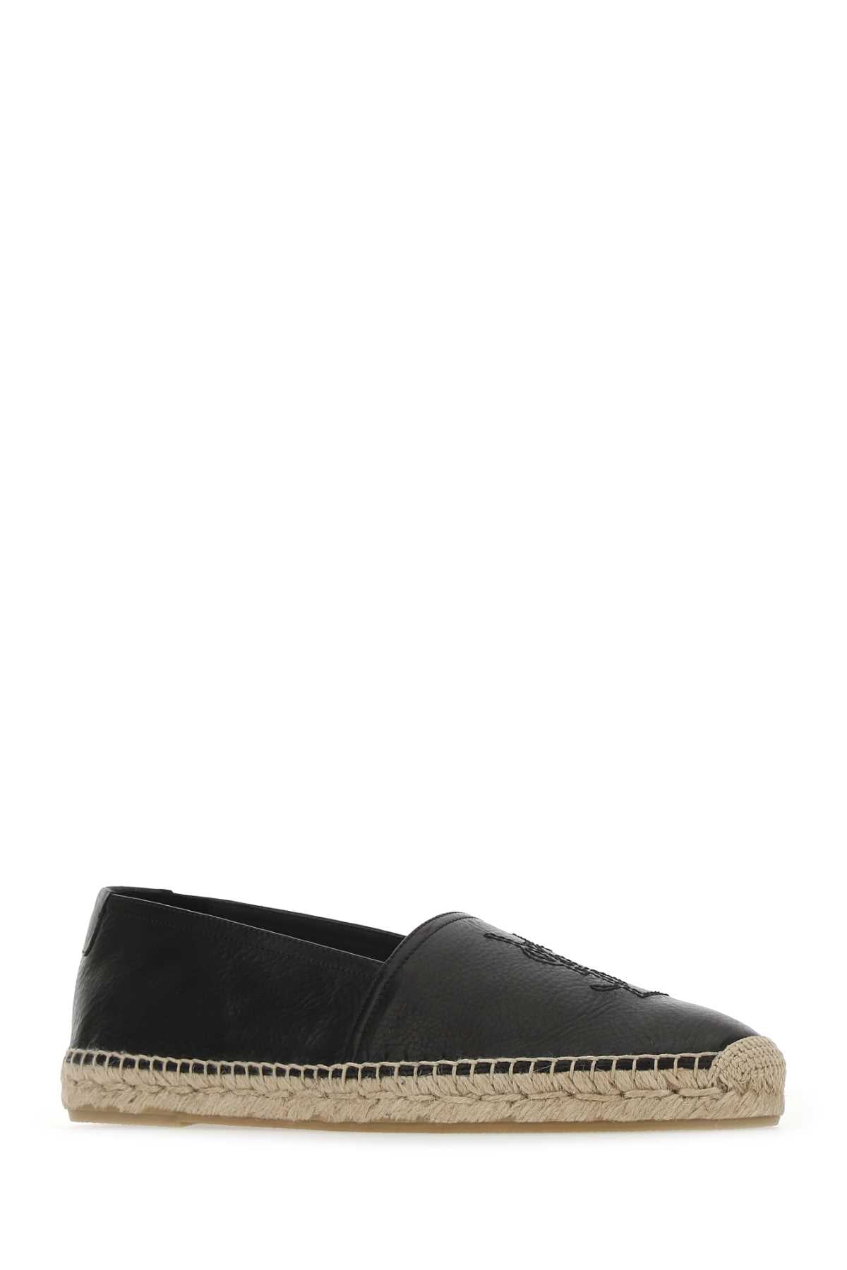 Saint Laurent Men Black Leather Monogram Espadrilles SAINT LAURENT