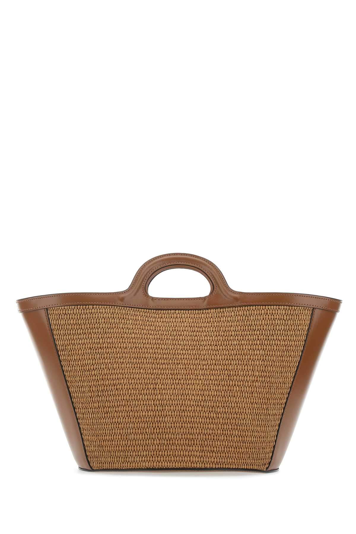 Marni Women Two-Tone Leather And Raffia Small Tropicalia Summer Handbag MARNI
