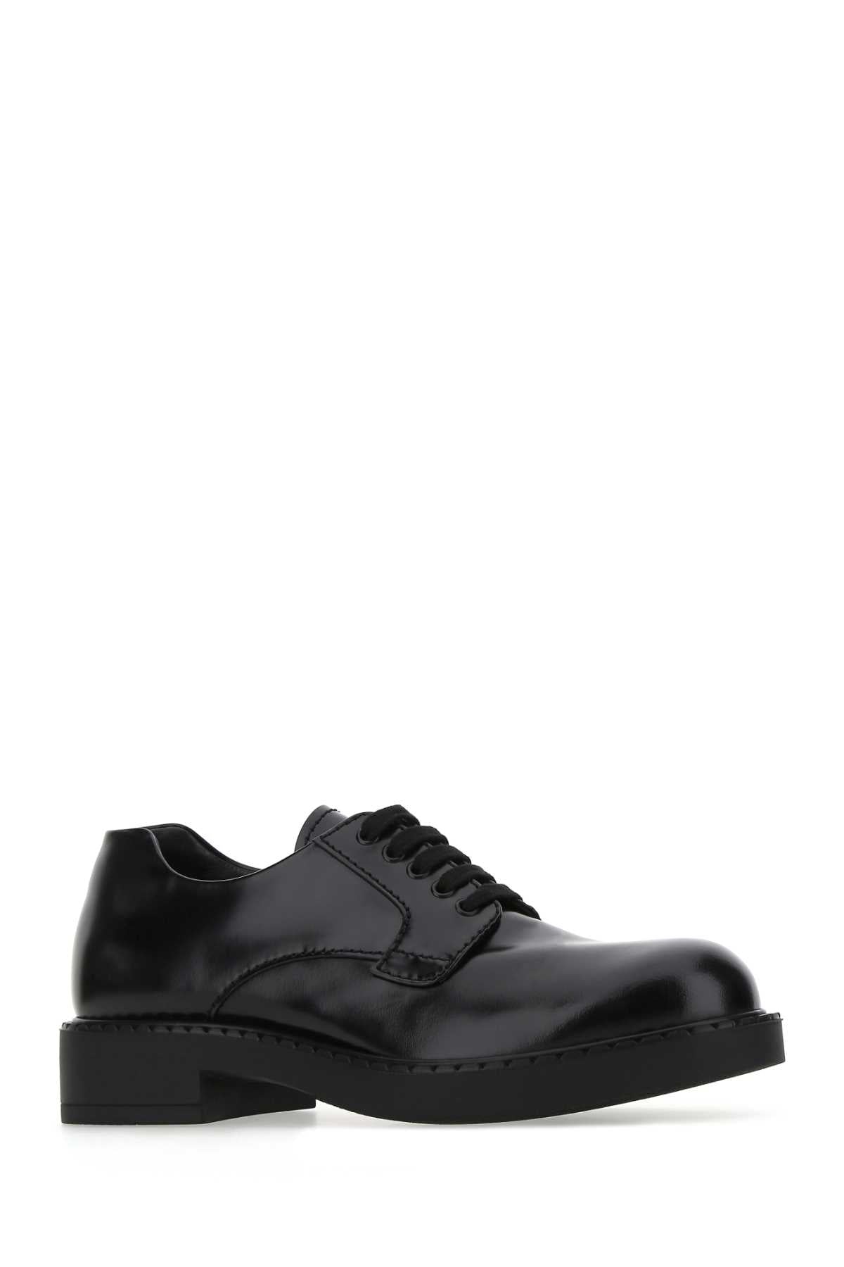 Prada Men Black Leather Lace-Up Shoes PRADA