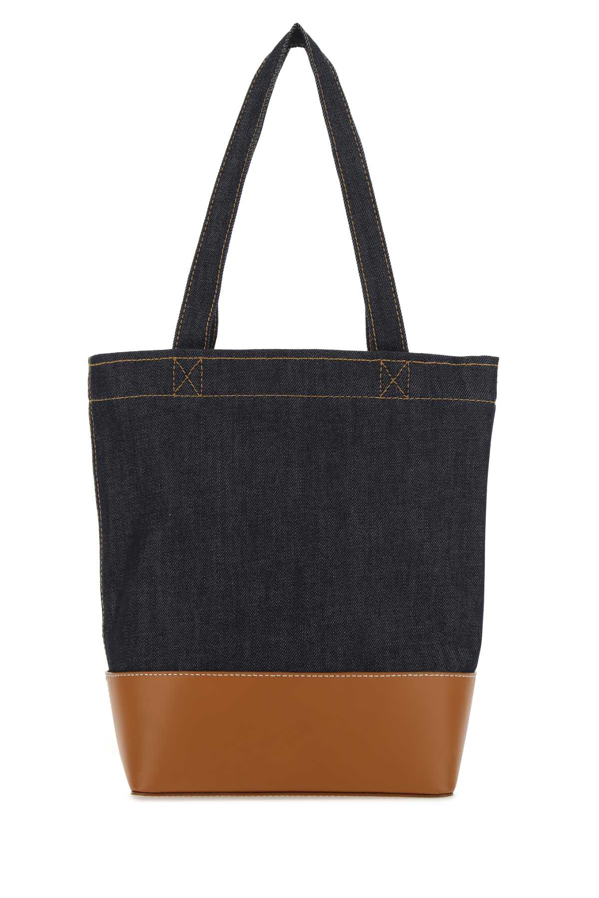 A.P.C. Men Two-Tone Denim And Leather Axelle Shopping Bag A.P.C.